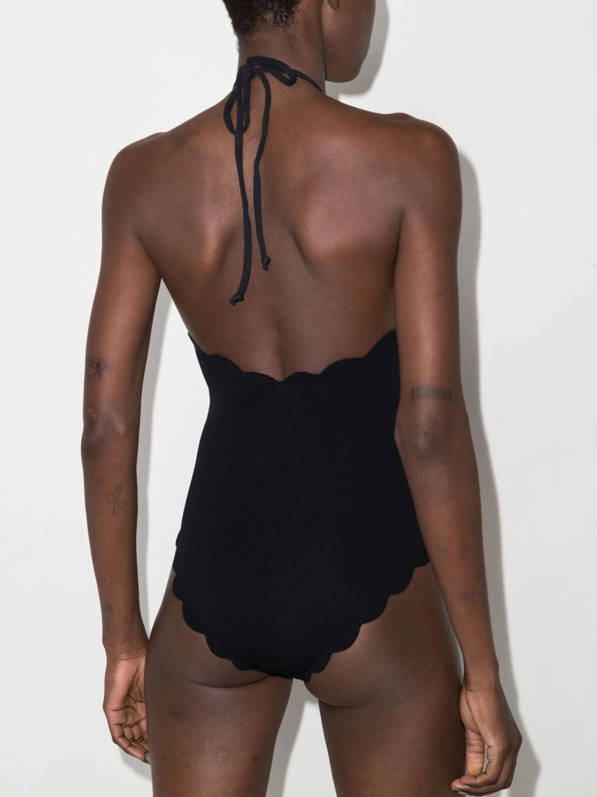 scallop-hem halterneck swimsuit