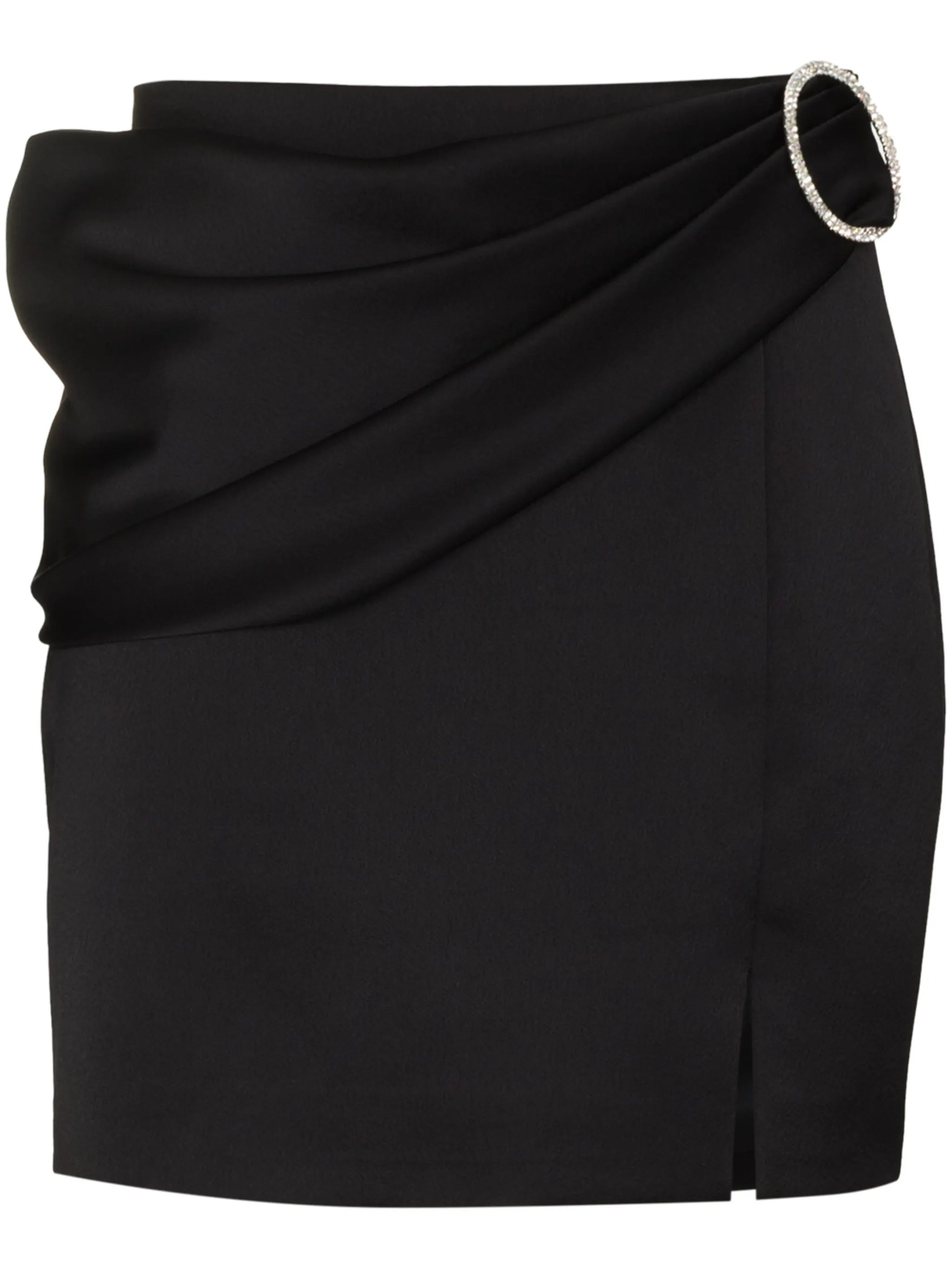 crystal-buckle draped mini skirt