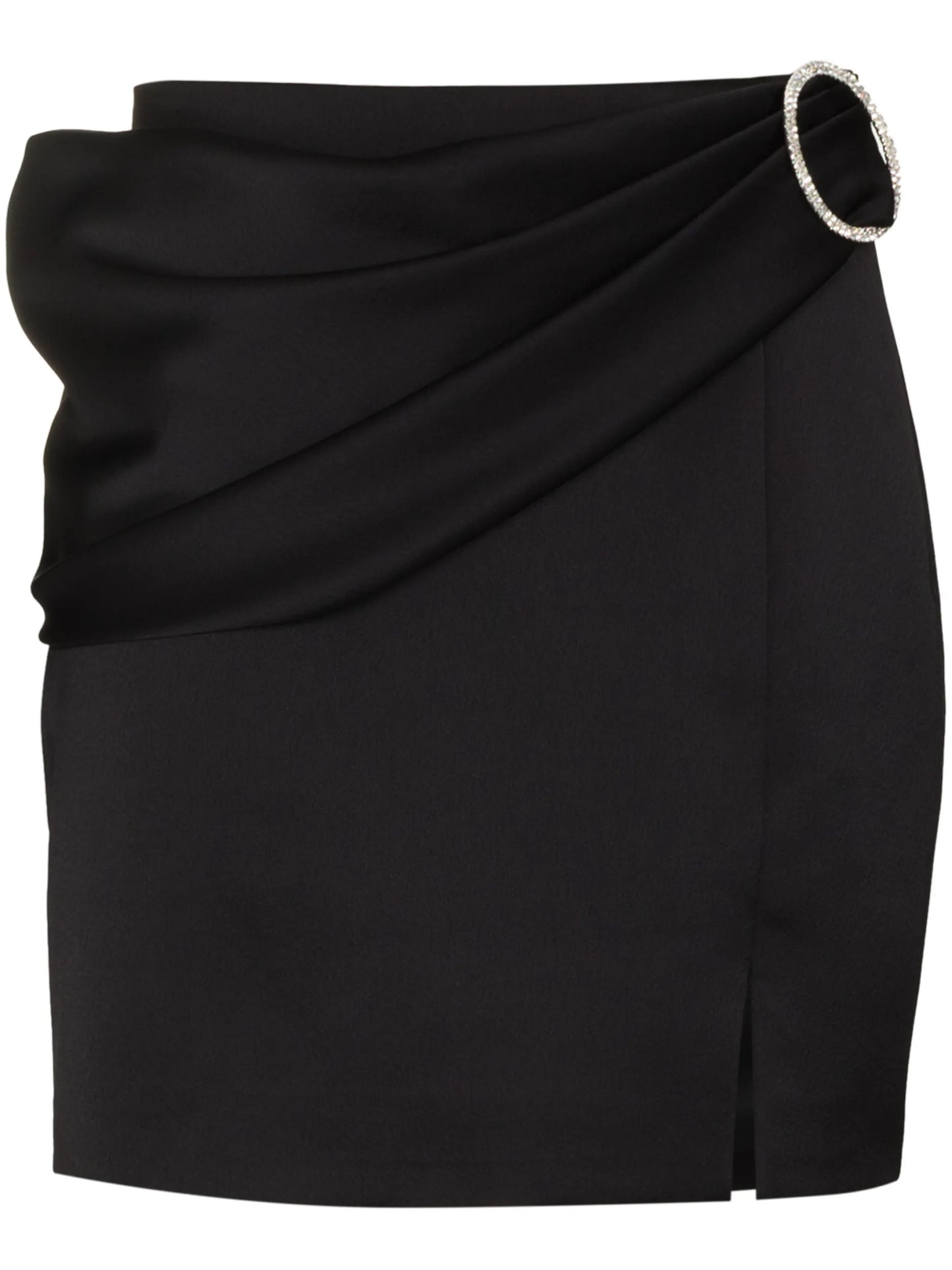 crystal-buckle draped mini skirt