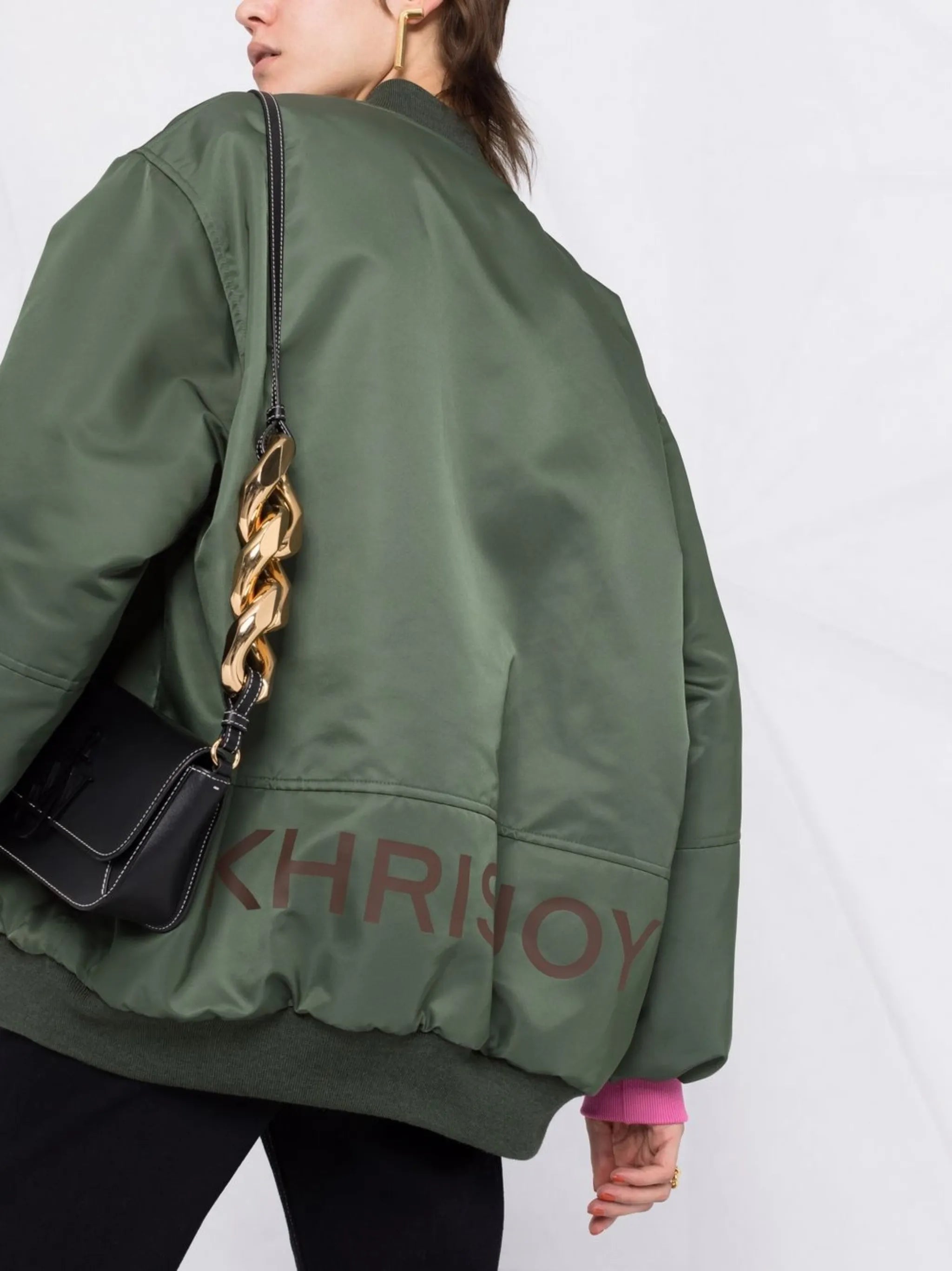 contrast-cuff bomber jacket