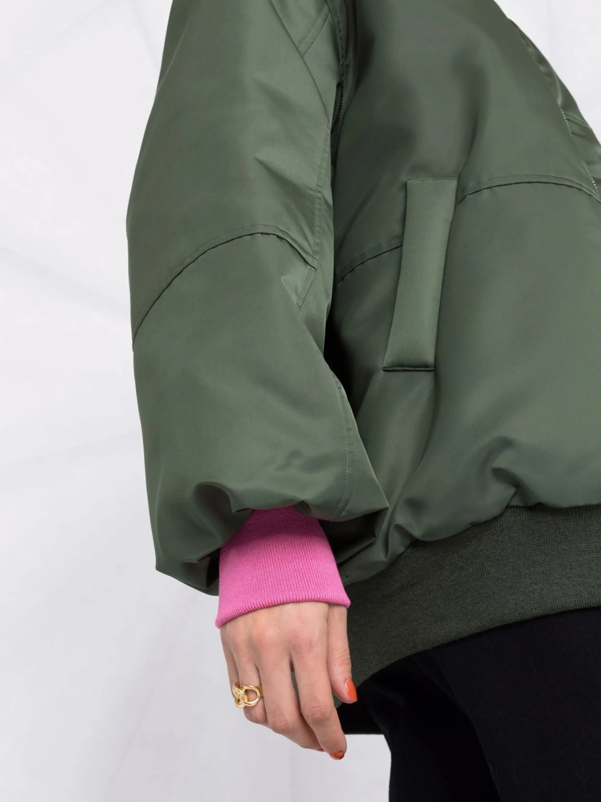 contrast-cuff bomber jacket