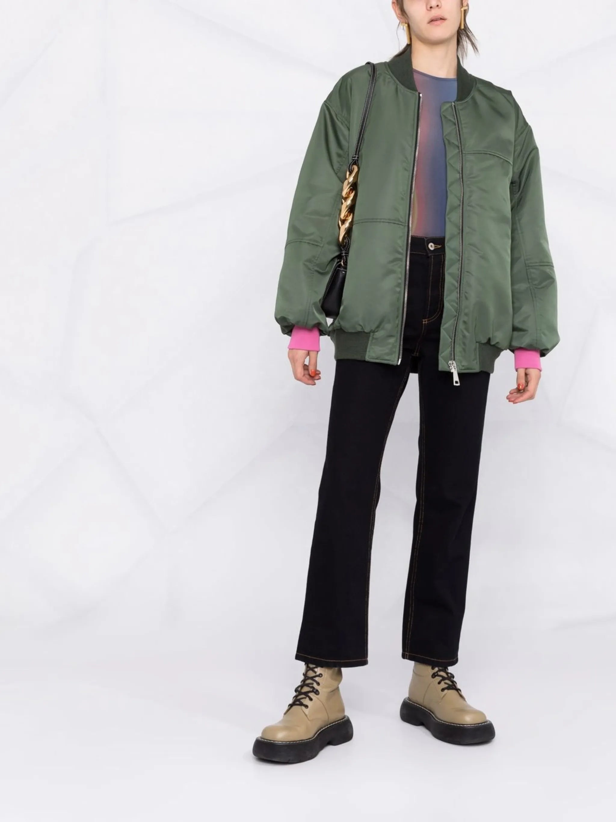 contrast-cuff bomber jacket