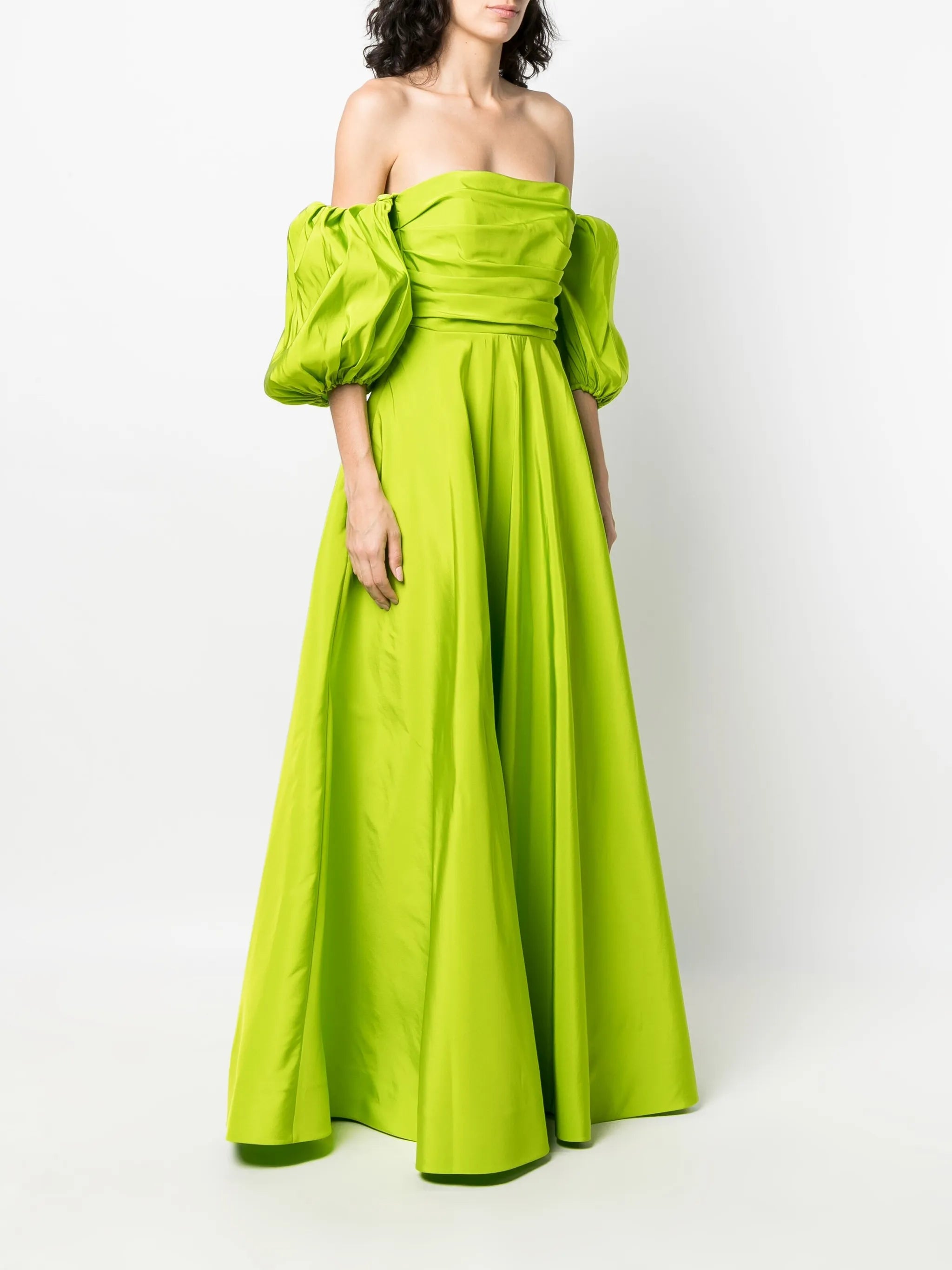 off-shoulder floor-lentgh dress