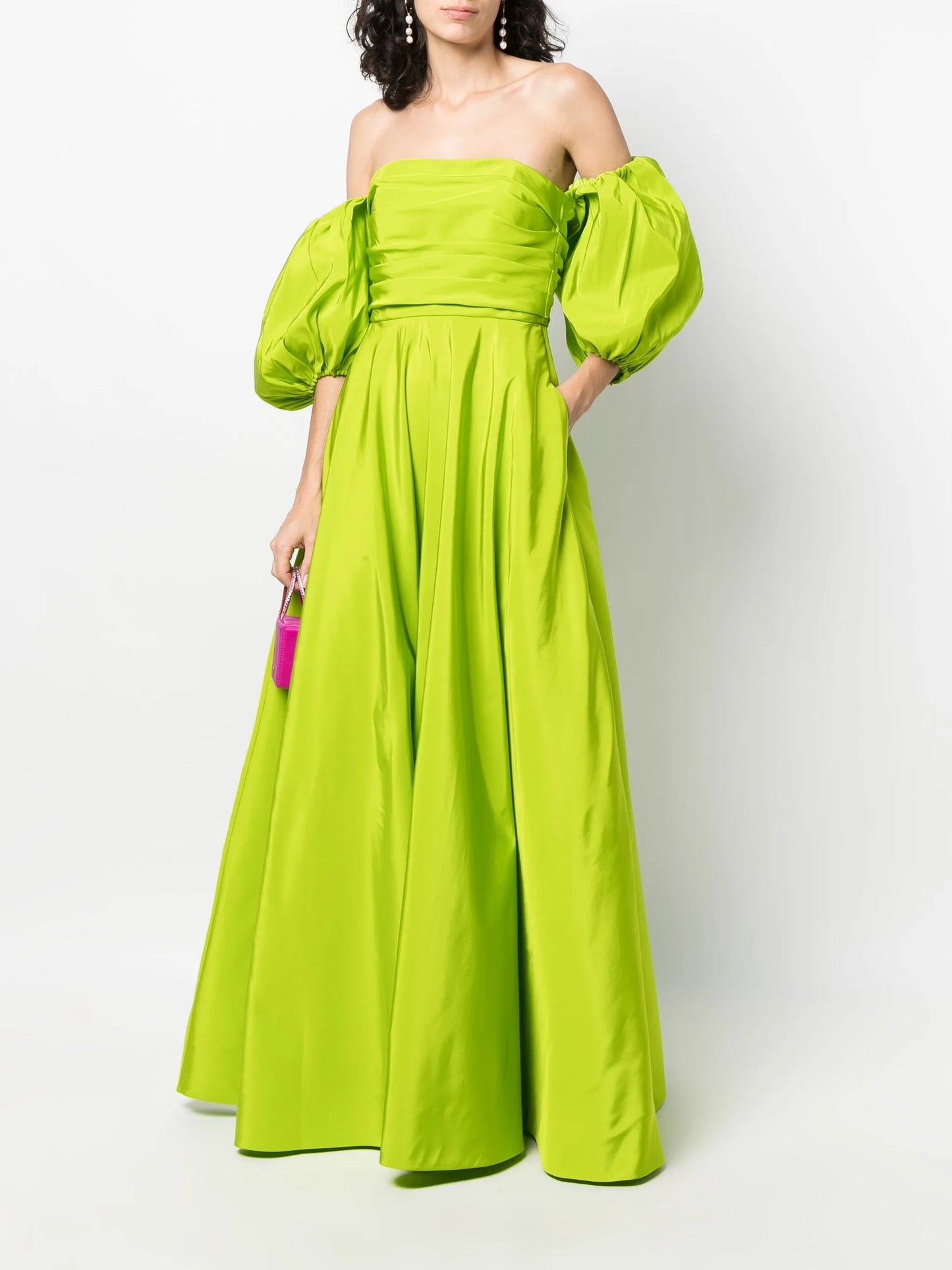off-shoulder floor-lentgh dress