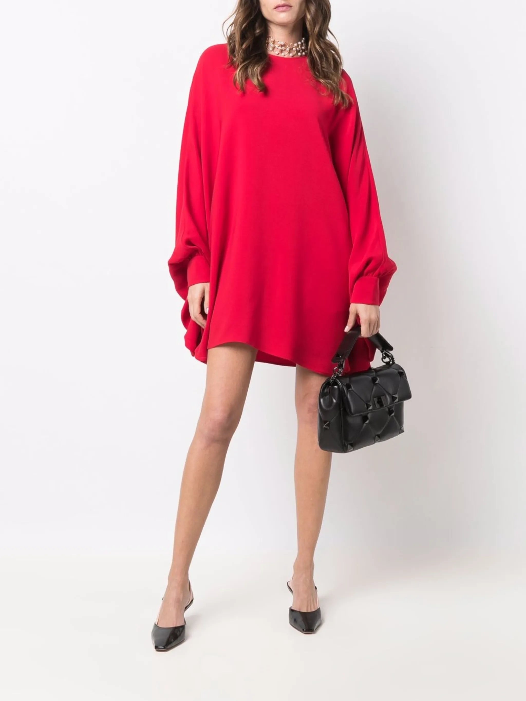fluid long-sleeve mini dress