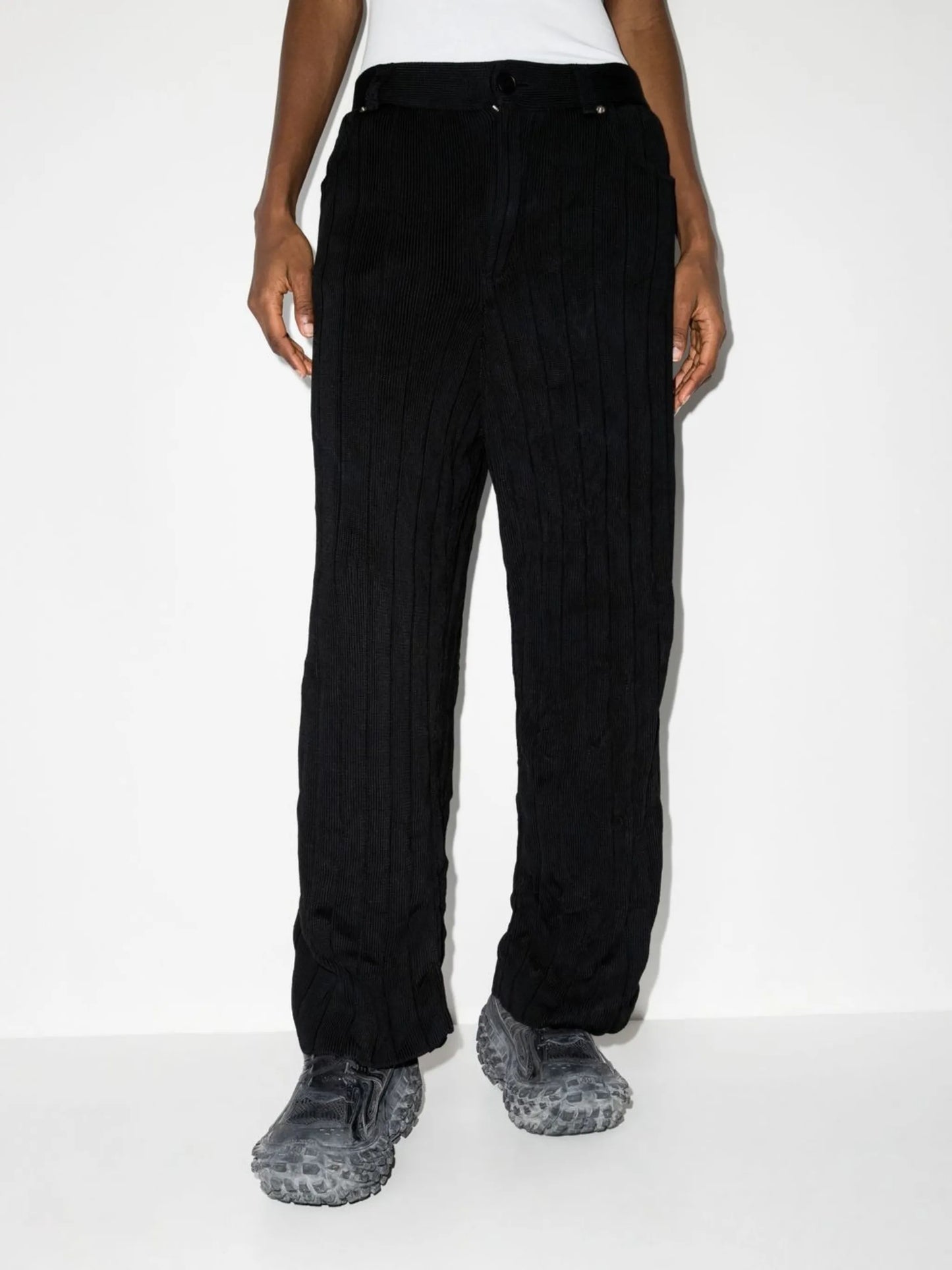 logo-patch ribbed-knit trousers