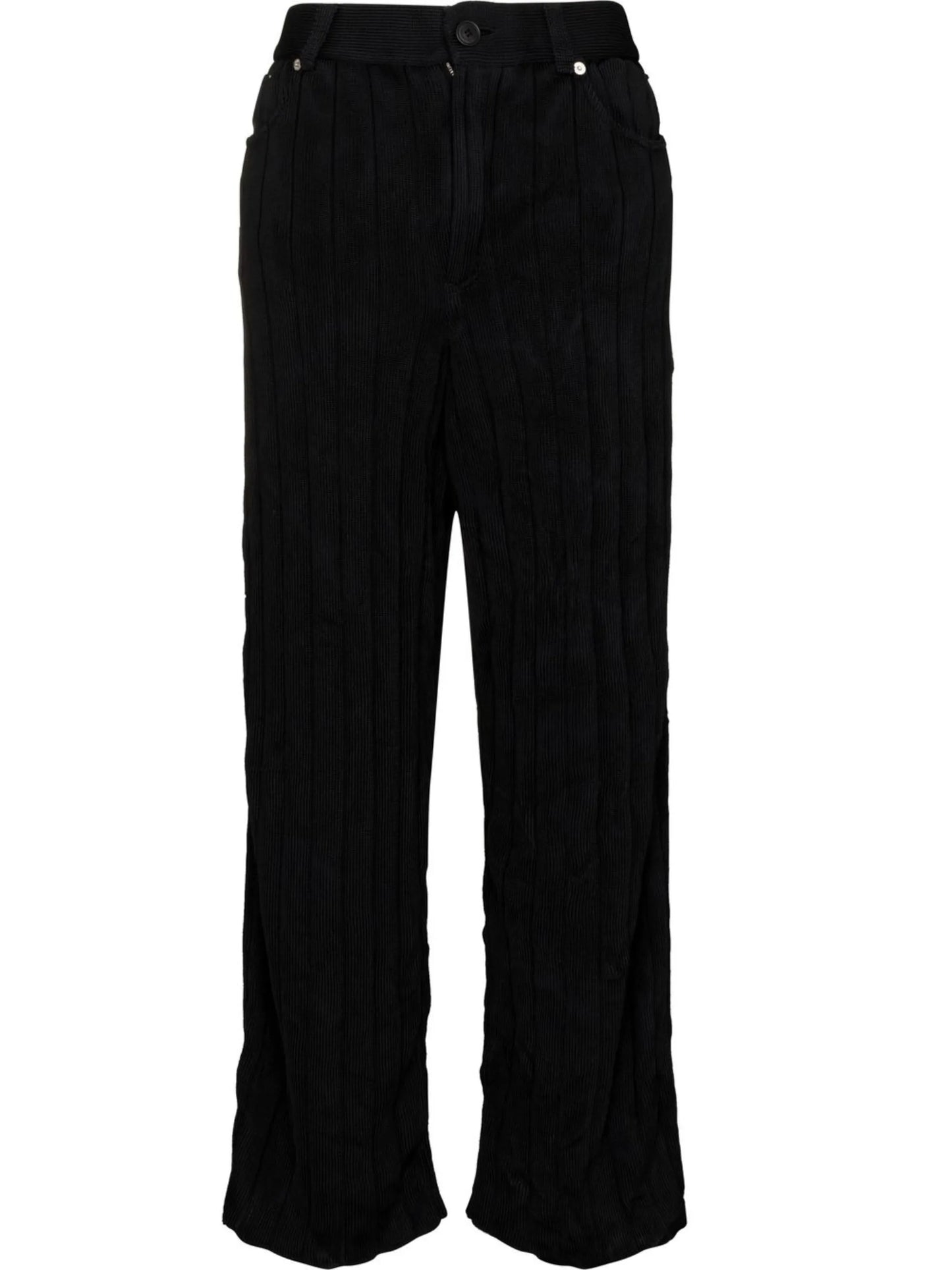 logo-patch ribbed-knit trousers