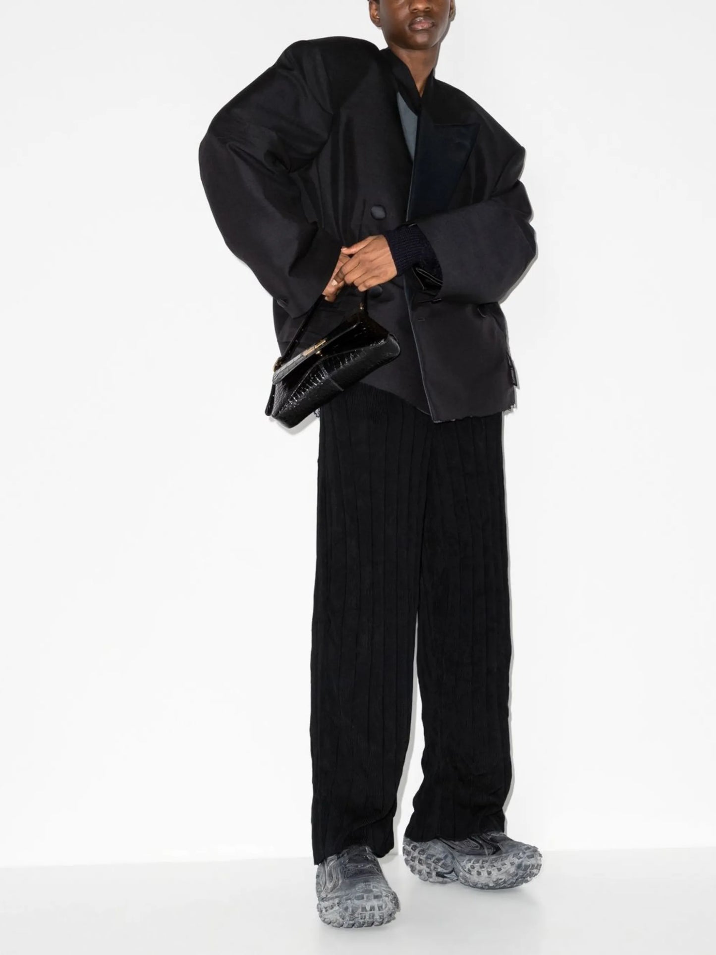 logo-patch ribbed-knit trousers