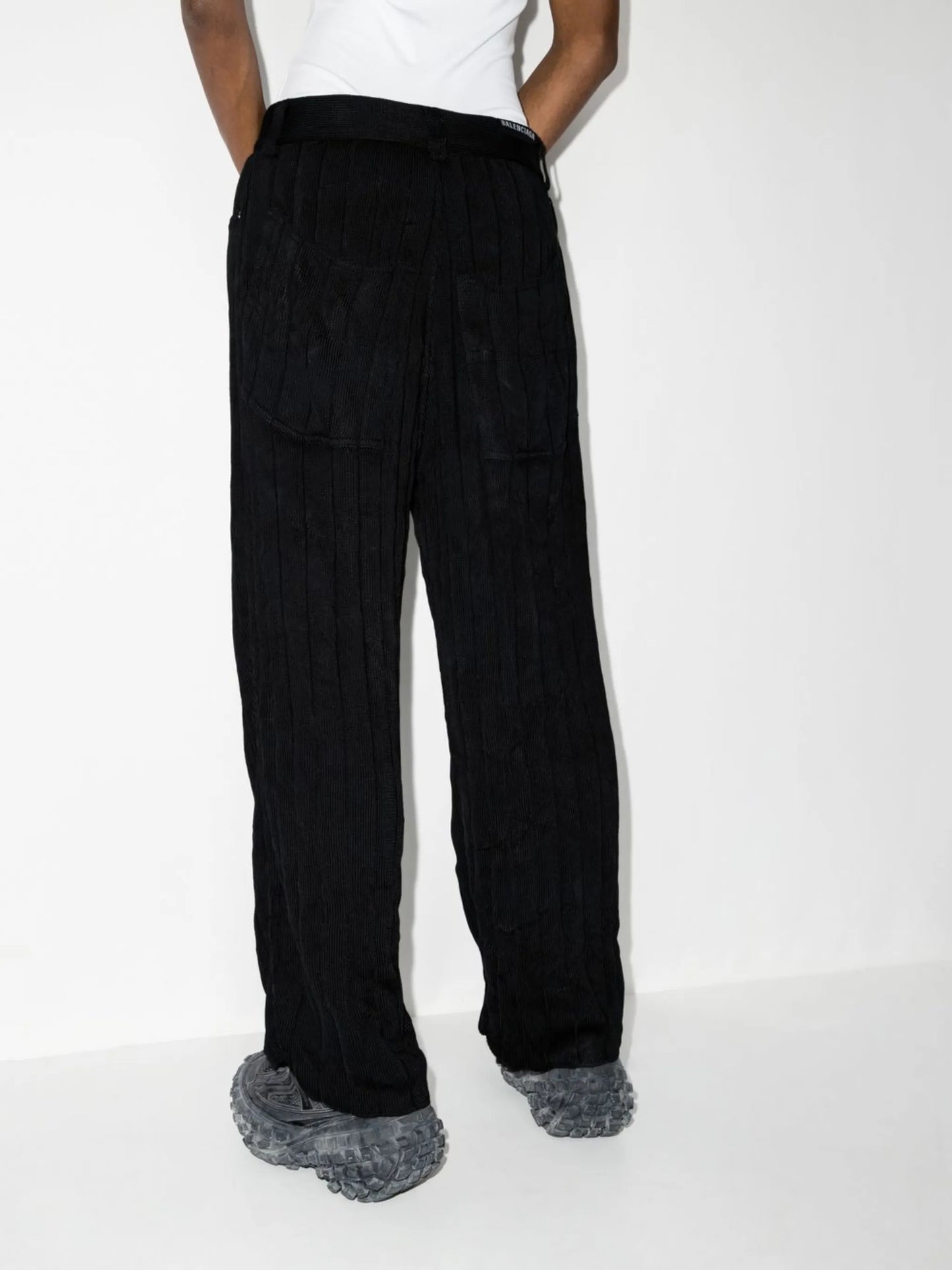logo-patch ribbed-knit trousers