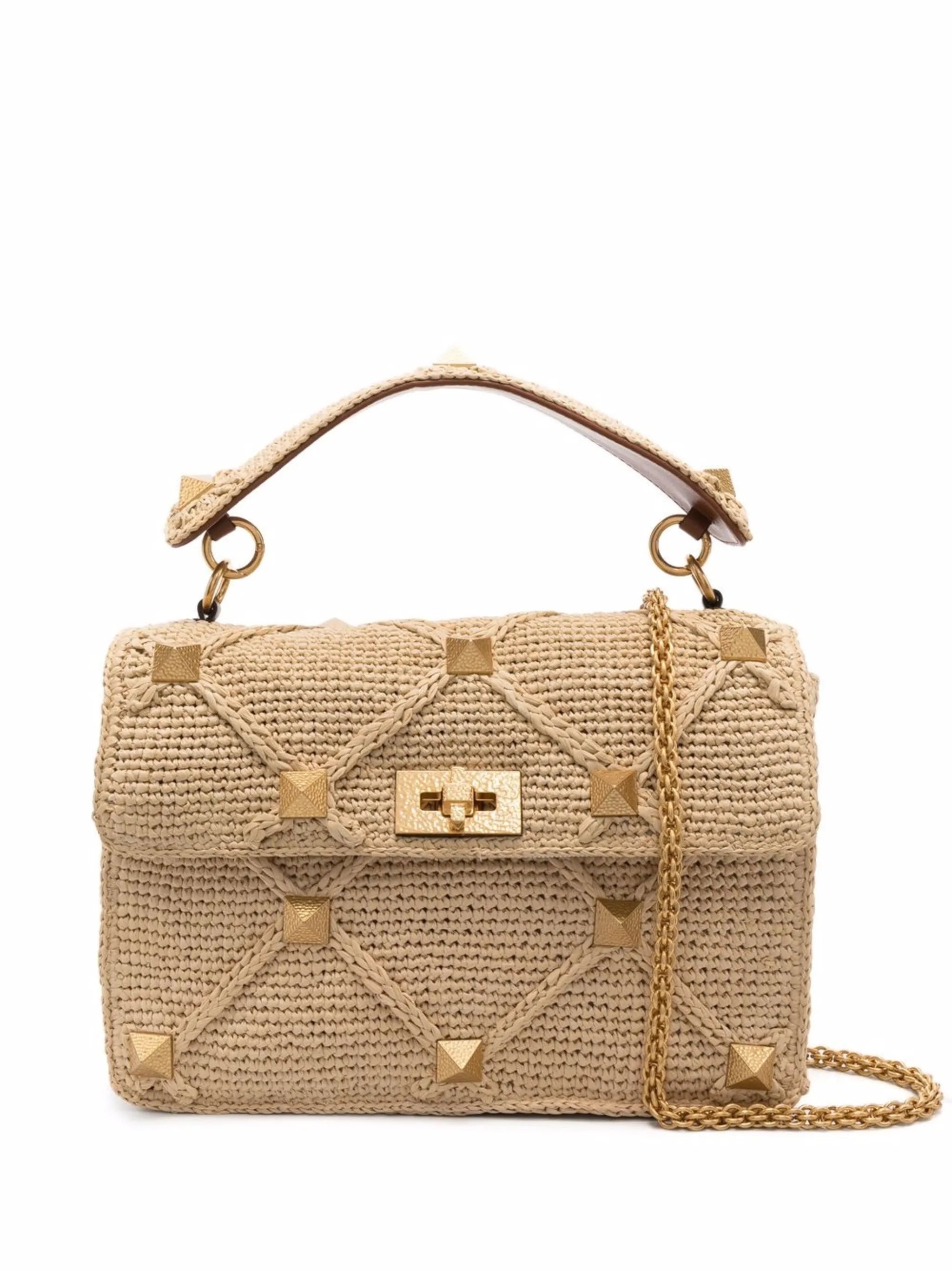 Roman Stud straw tote bag