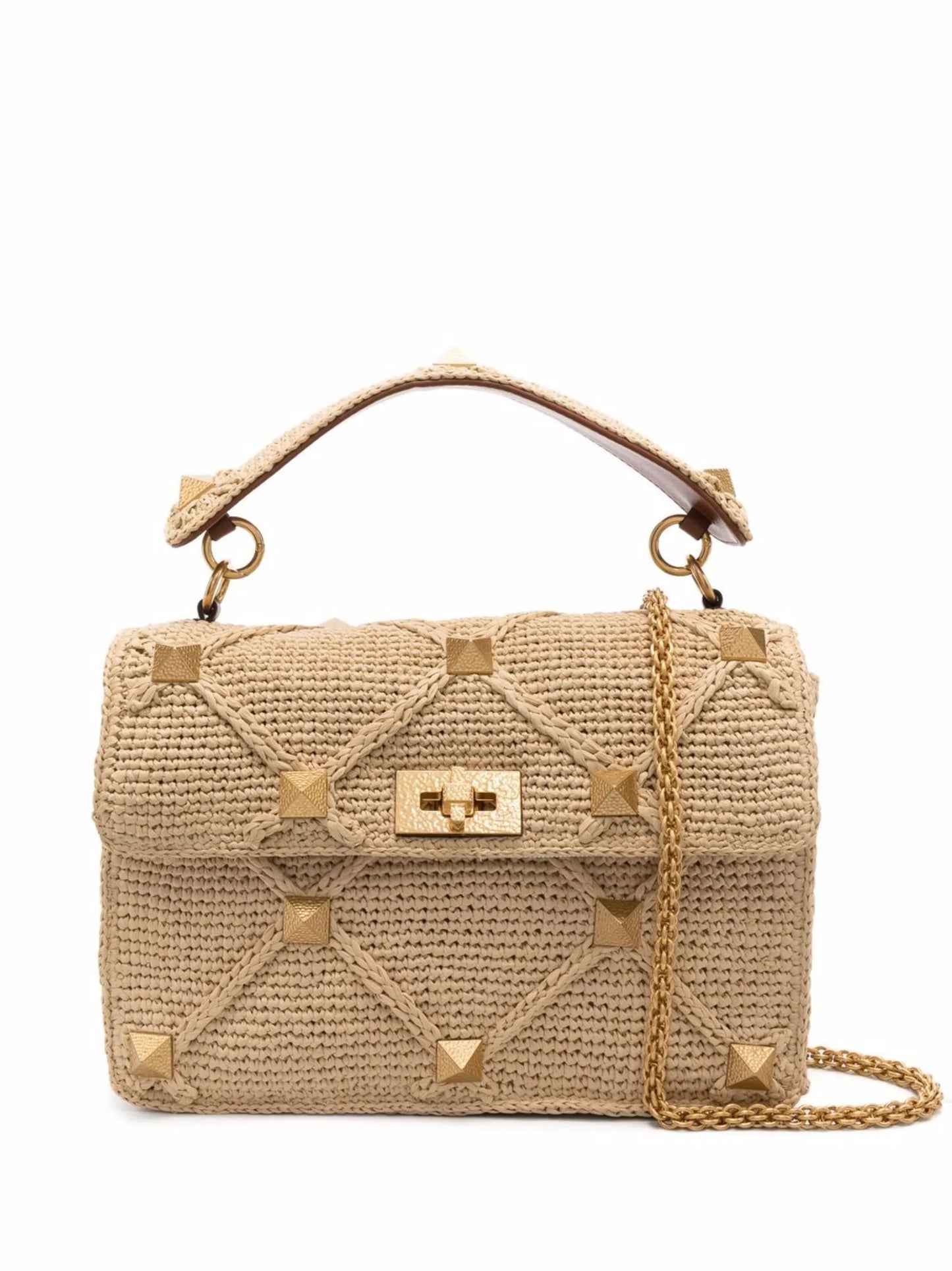 Roman Stud straw tote bag