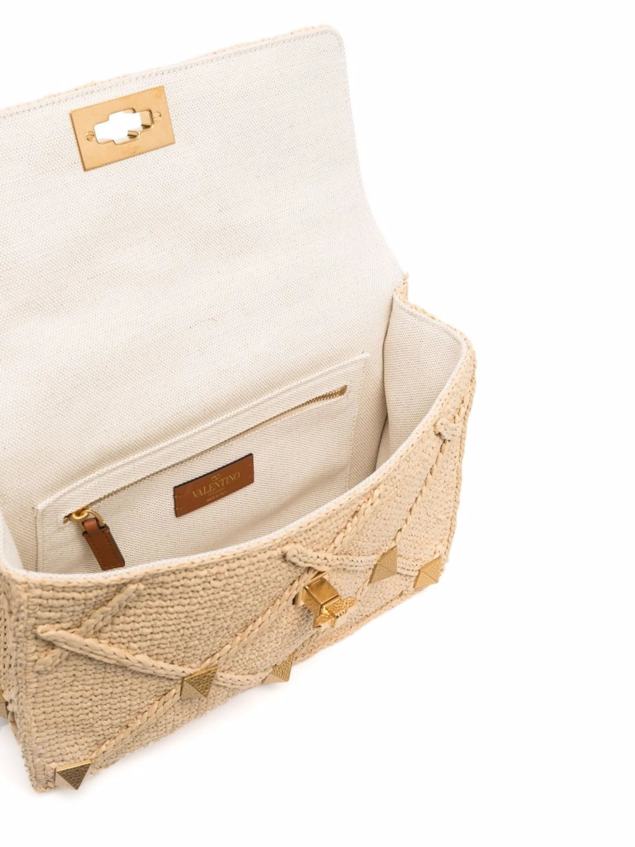 Roman Stud straw tote bag