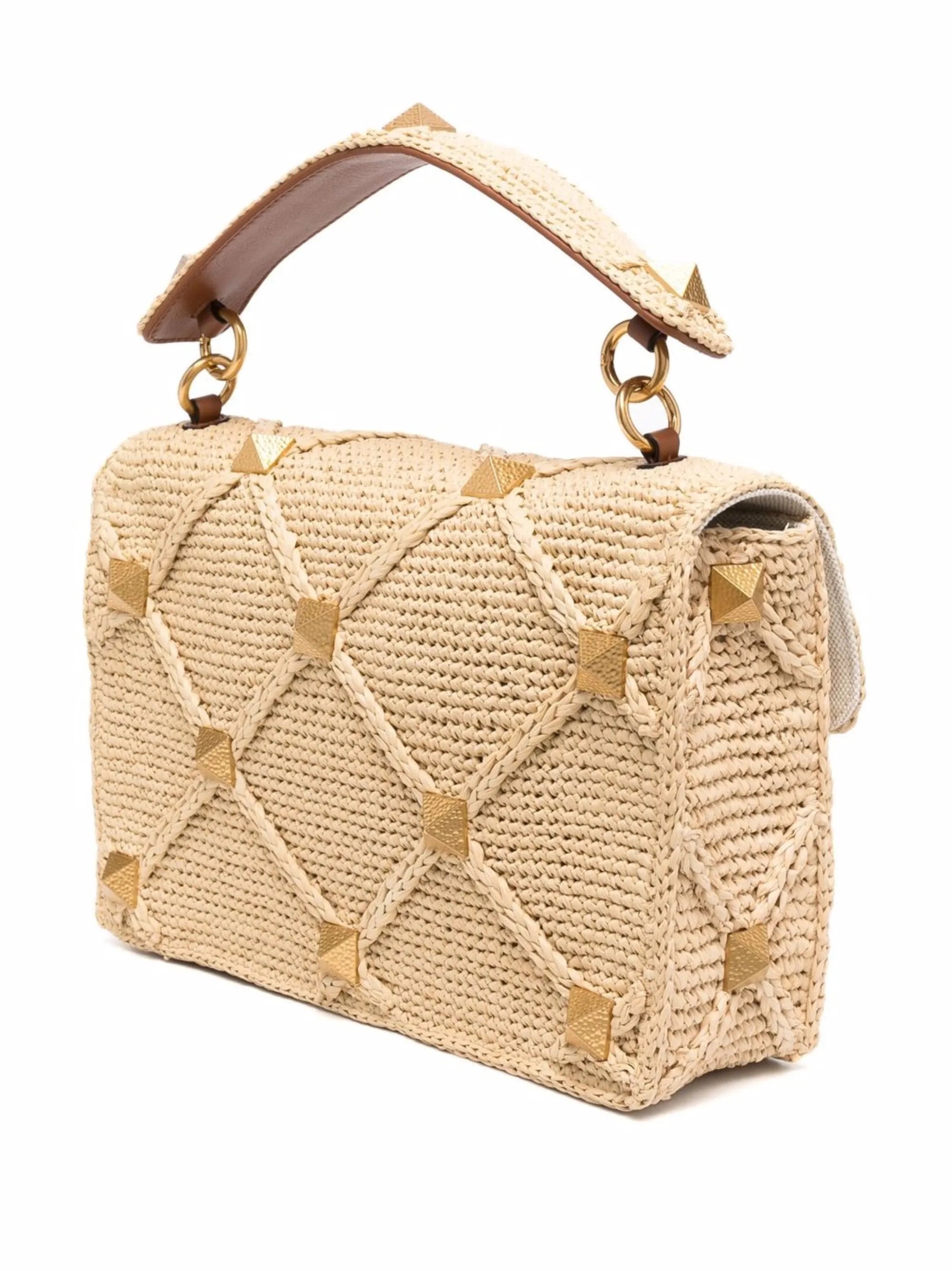 Roman Stud straw tote bag
