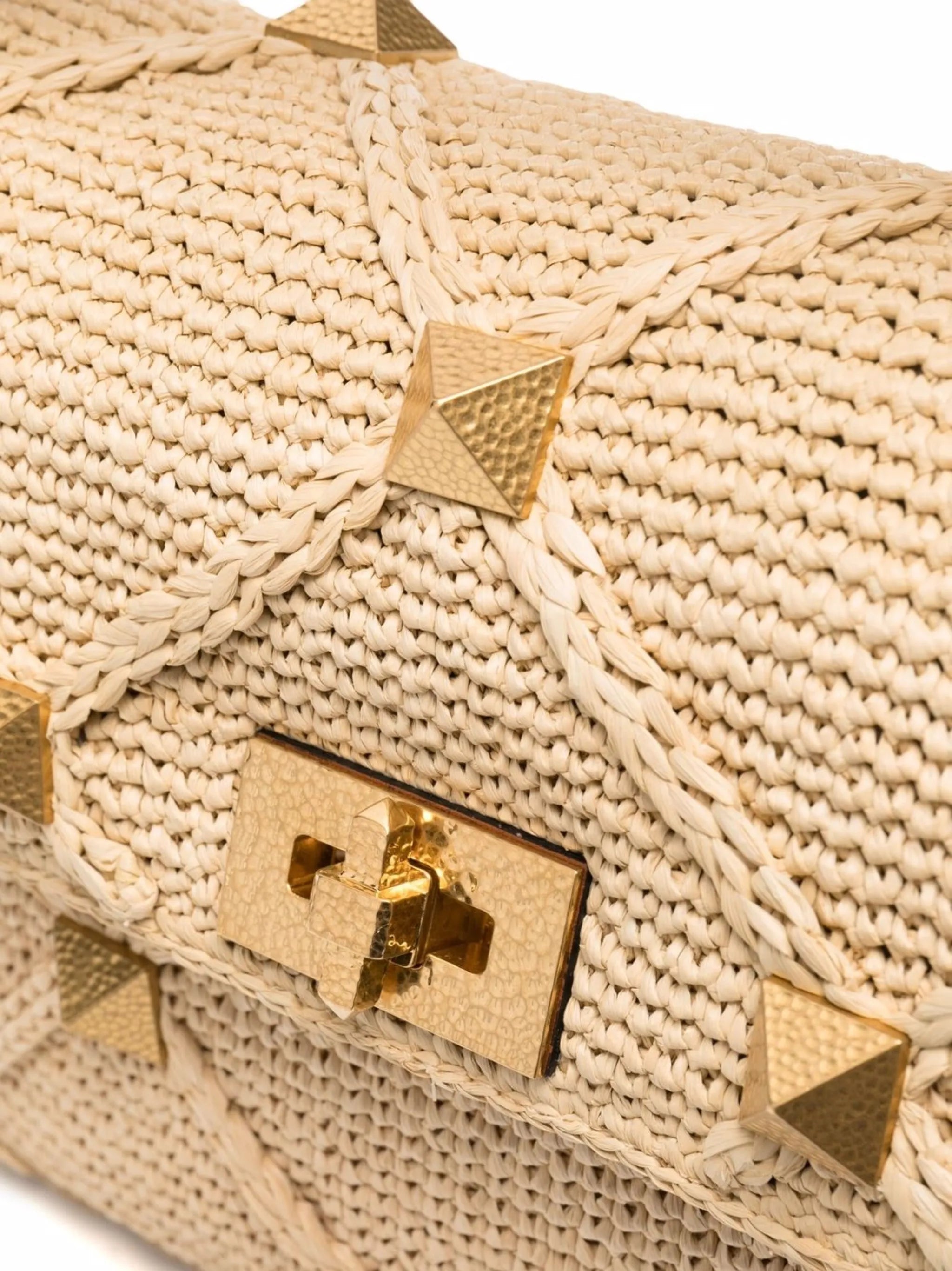 Roman Stud straw tote bag