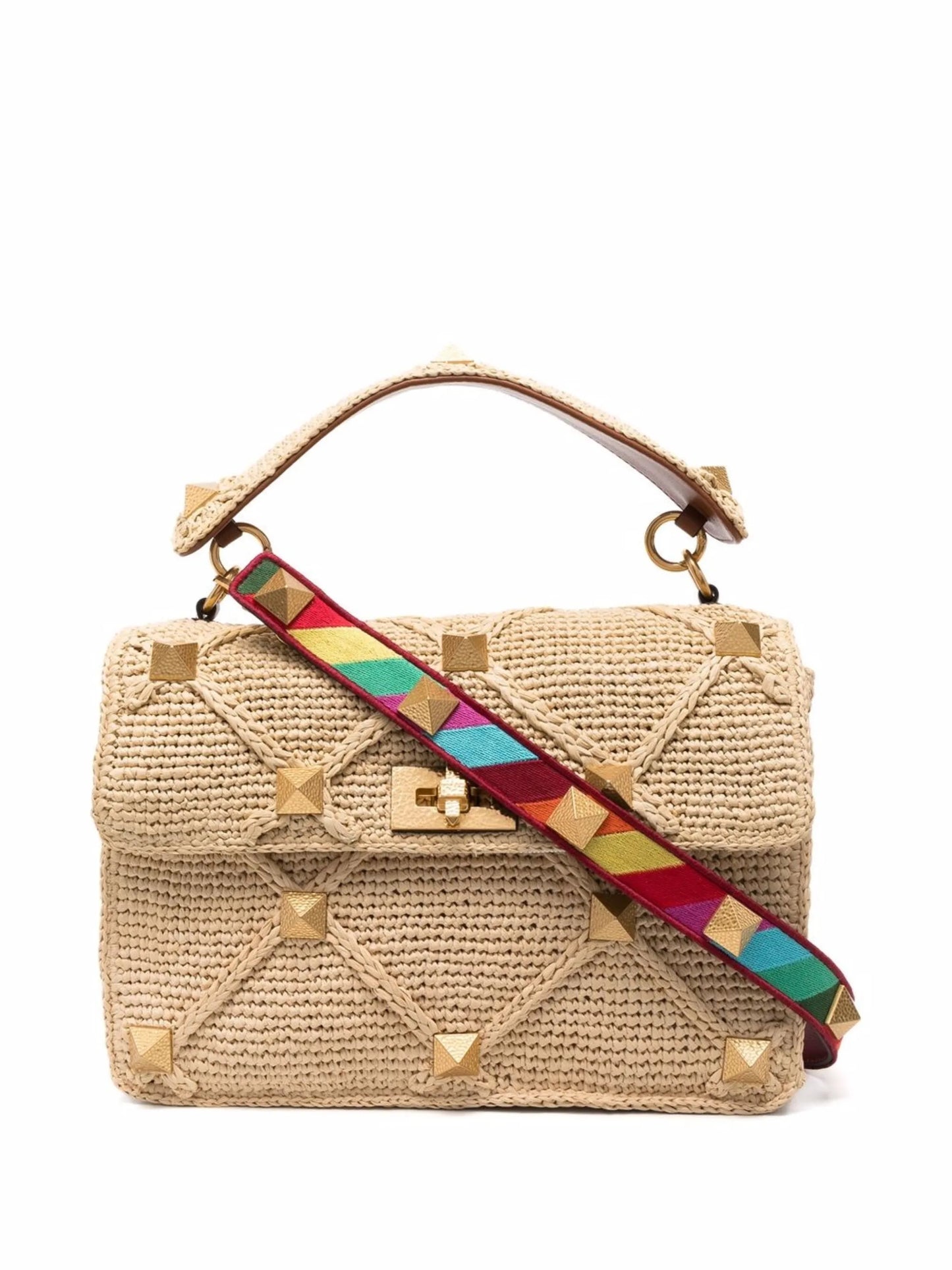 Roman Stud straw tote bag