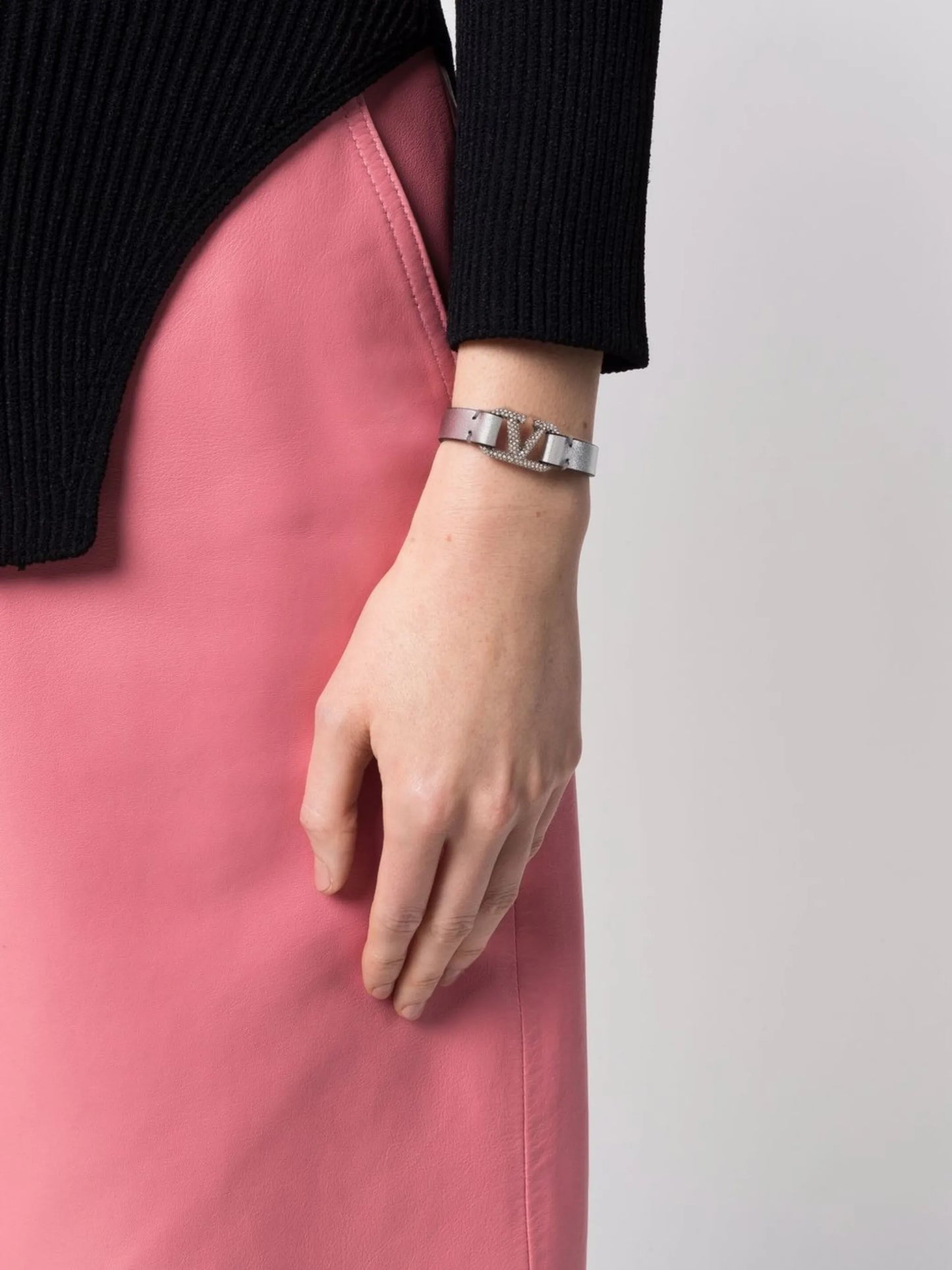 metallic leather bracelet