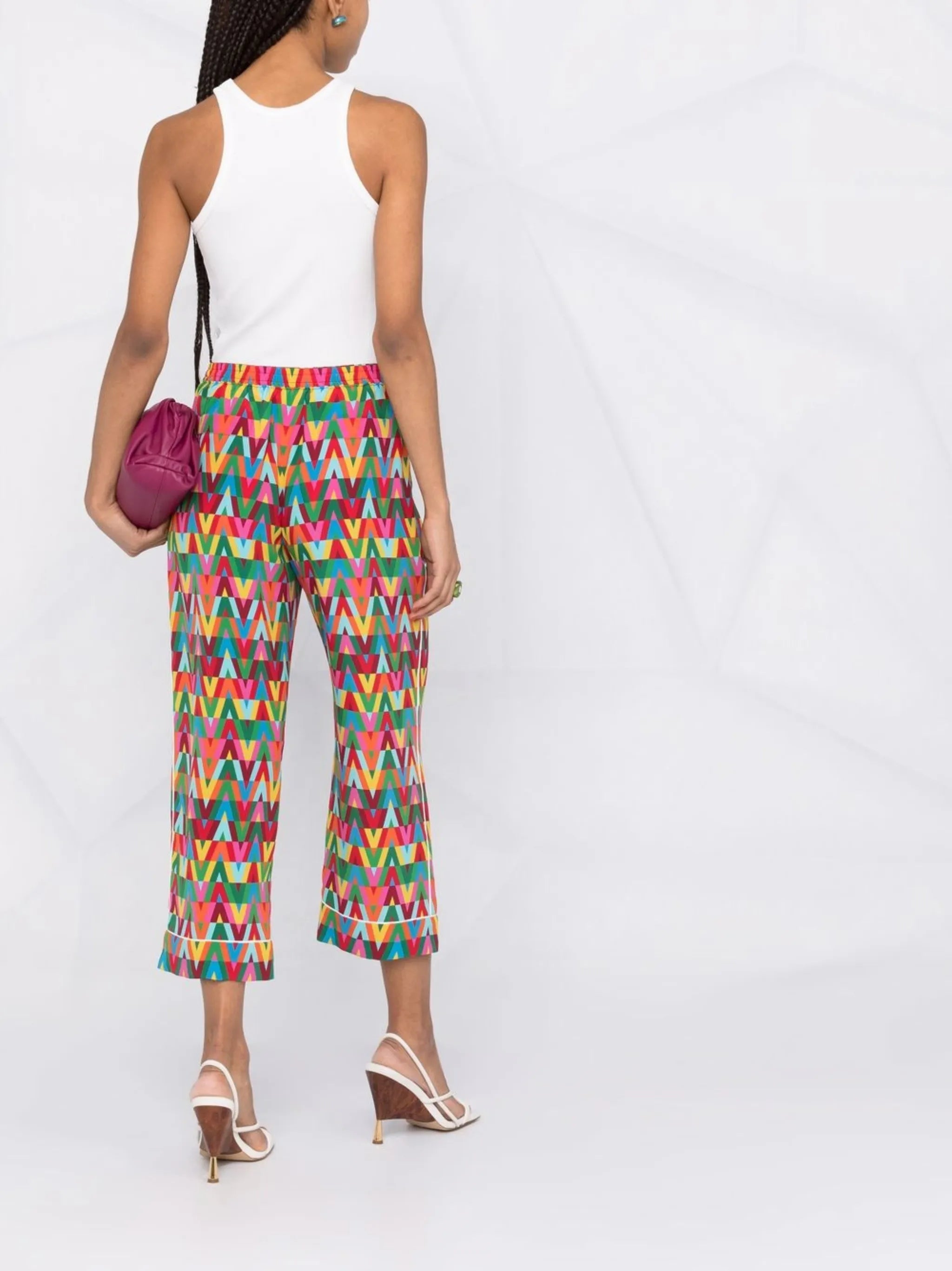 Optical silk trousers
