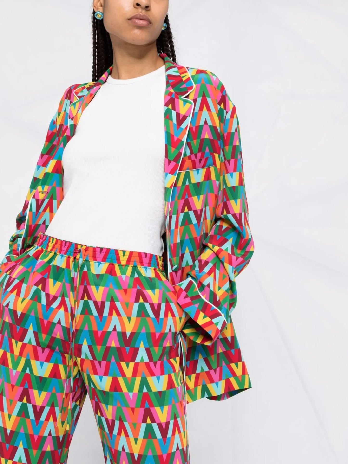 Optical silk trousers