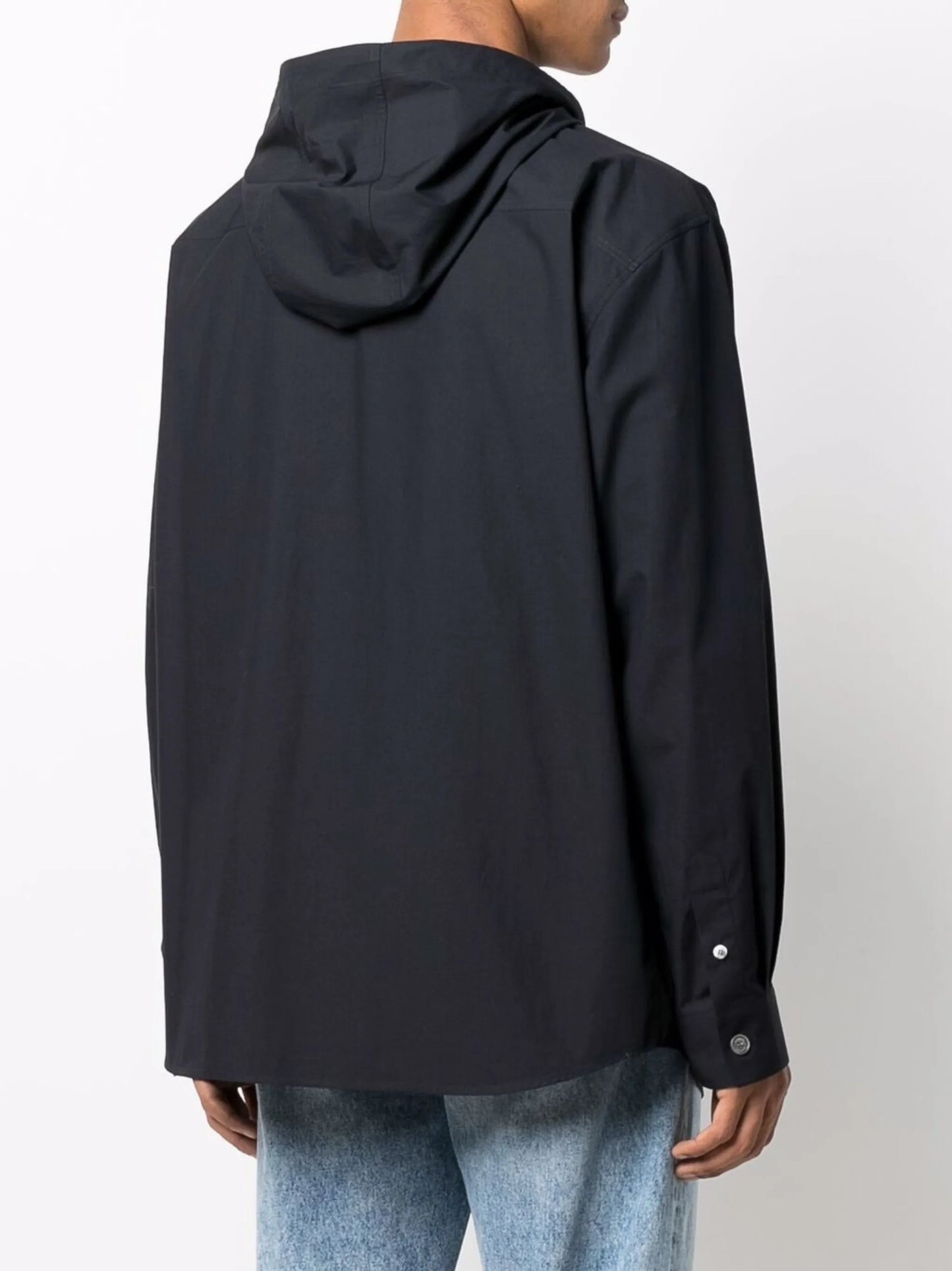 patch-detail hooded shirt