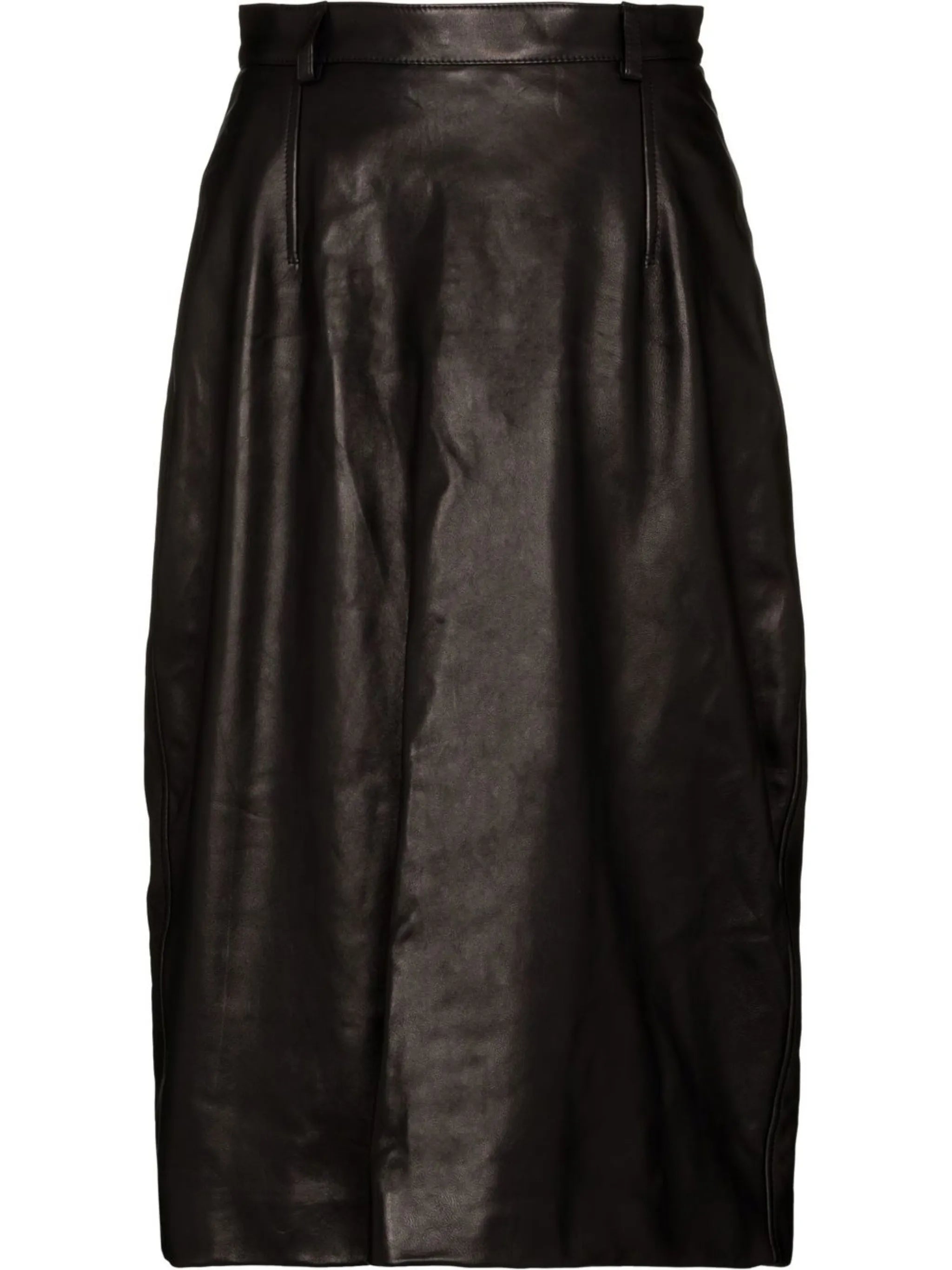 lambskin high-waisted midi skirt