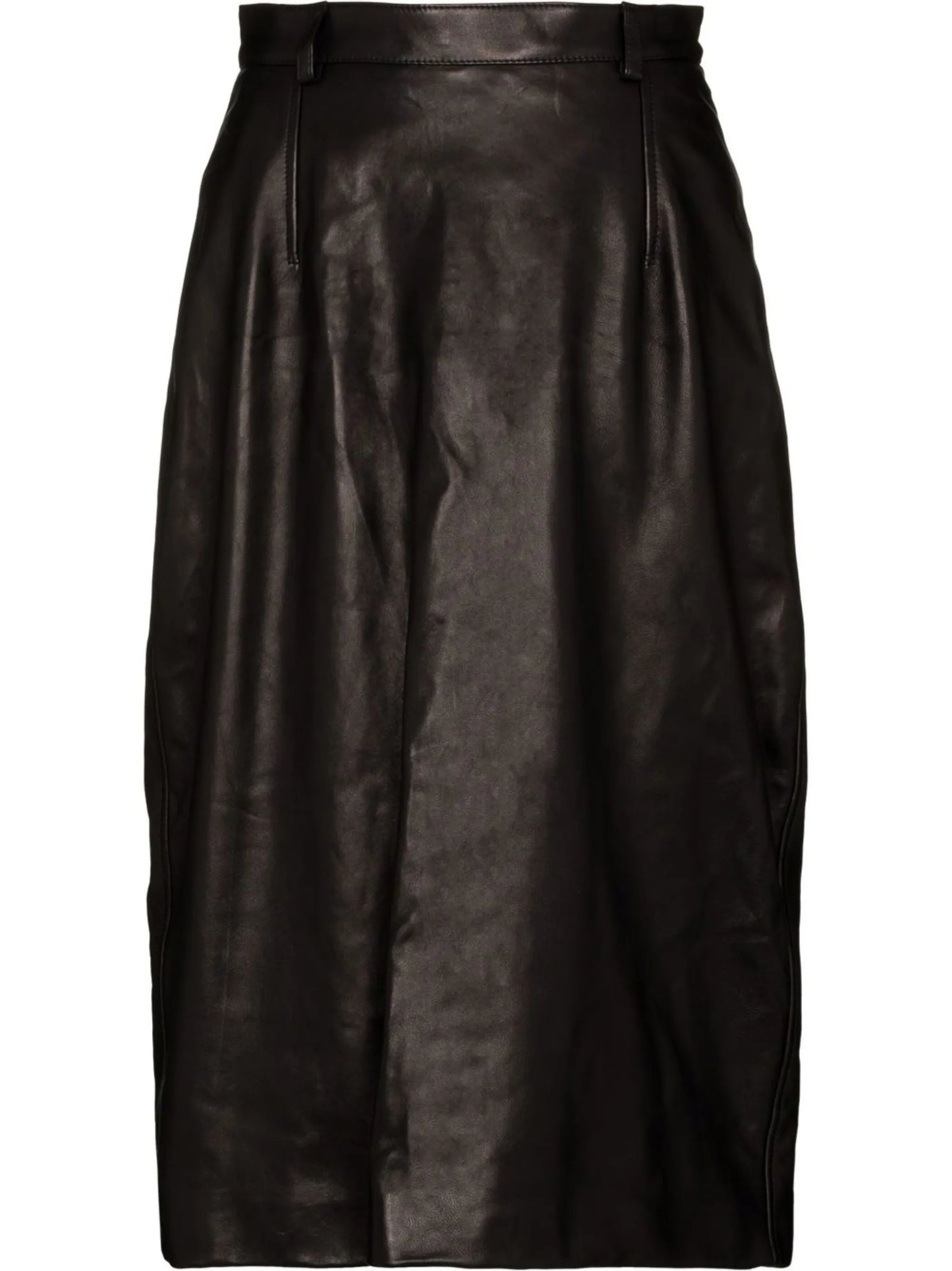 lambskin high-waisted midi skirt