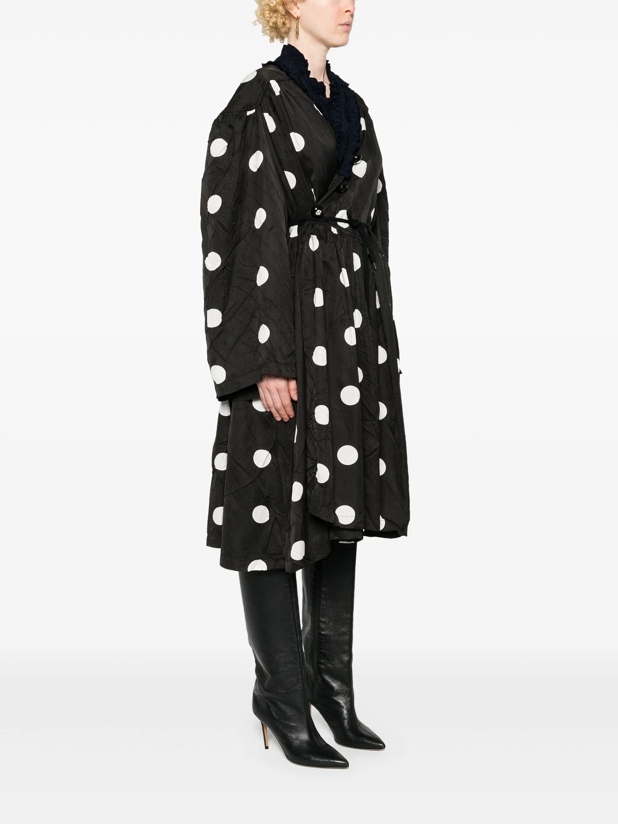 Backwrap polka-dot print dress