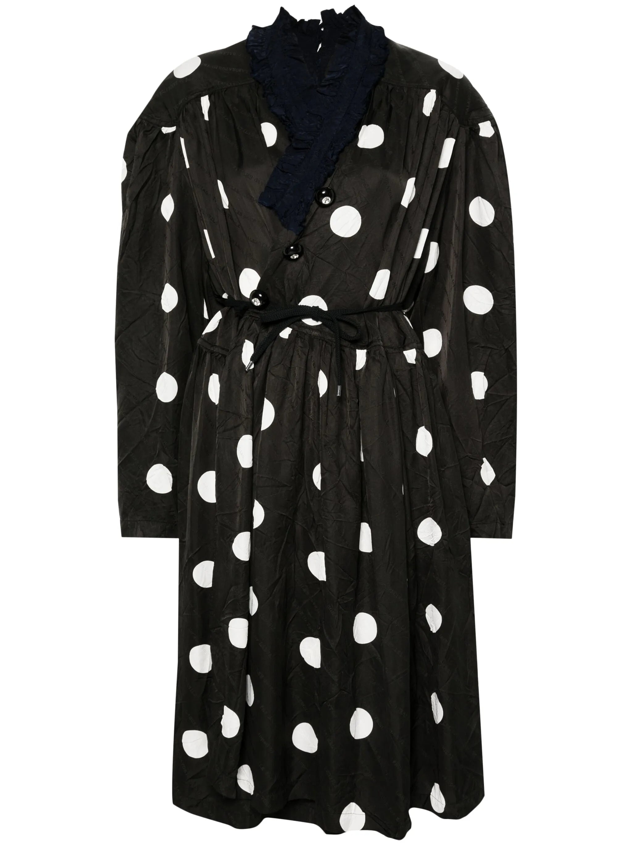 Backwrap polka-dot print dress