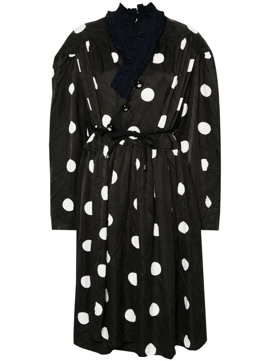Backwrap polka-dot print dress