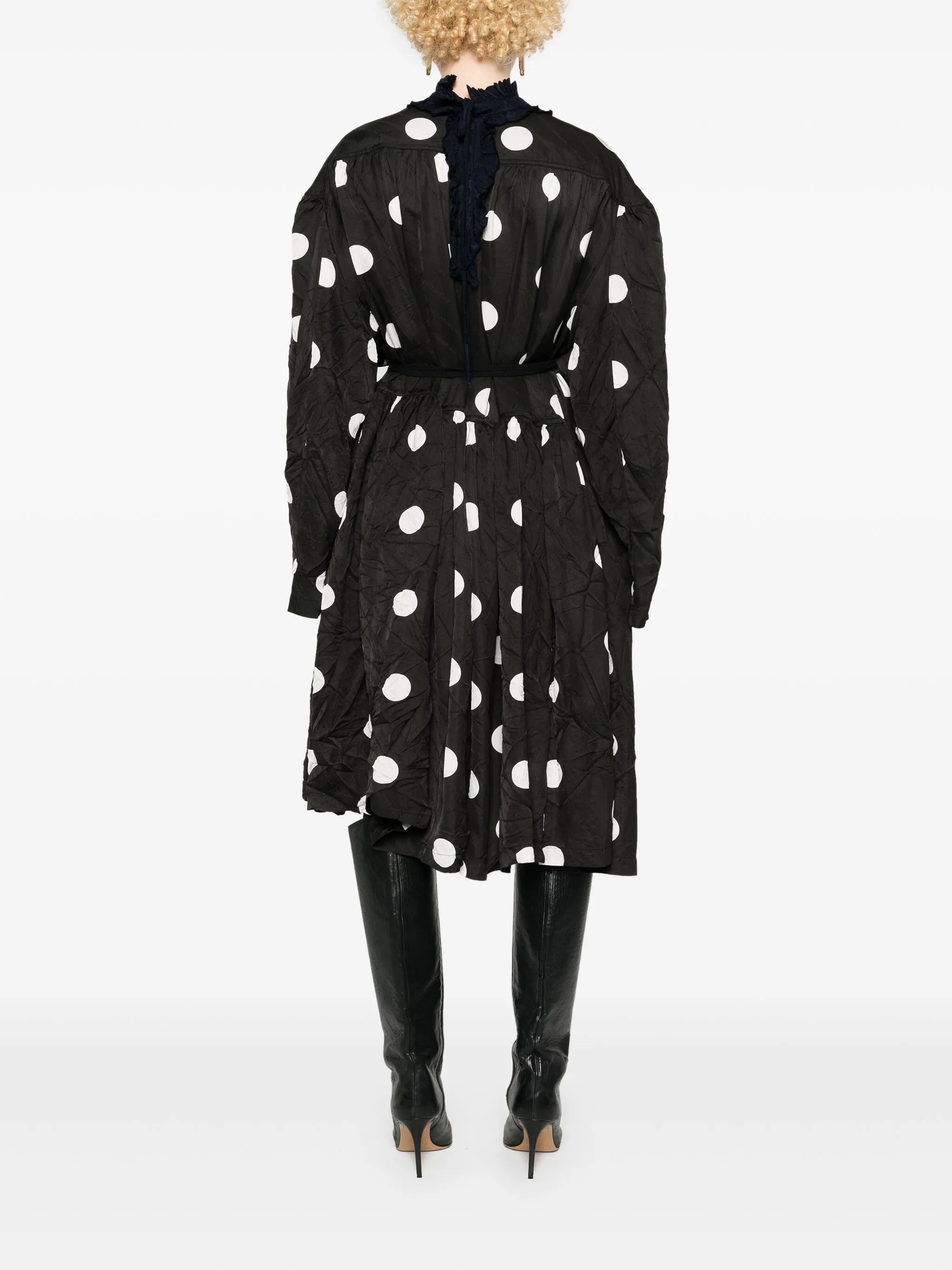 Backwrap polka-dot print dress