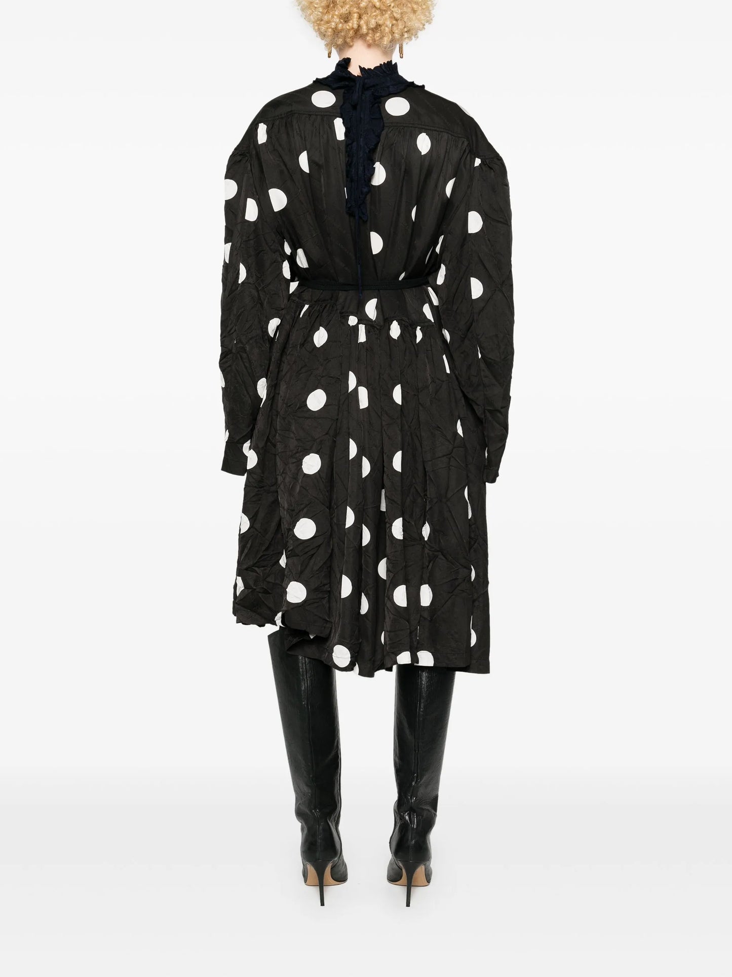 Backwrap polka-dot print dress