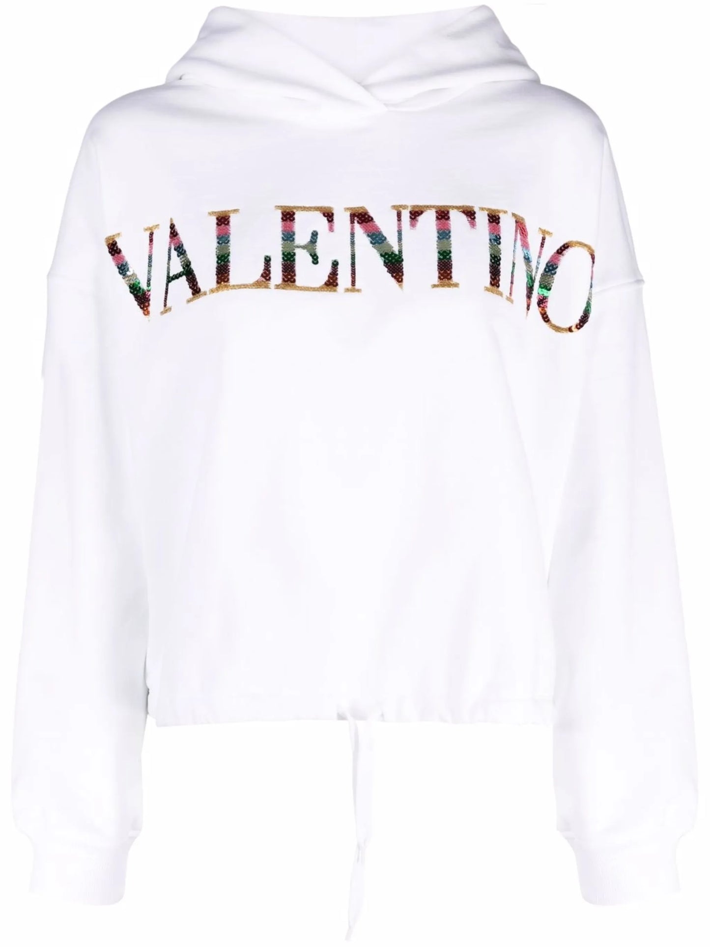 sequin-logo drawstring hoodie