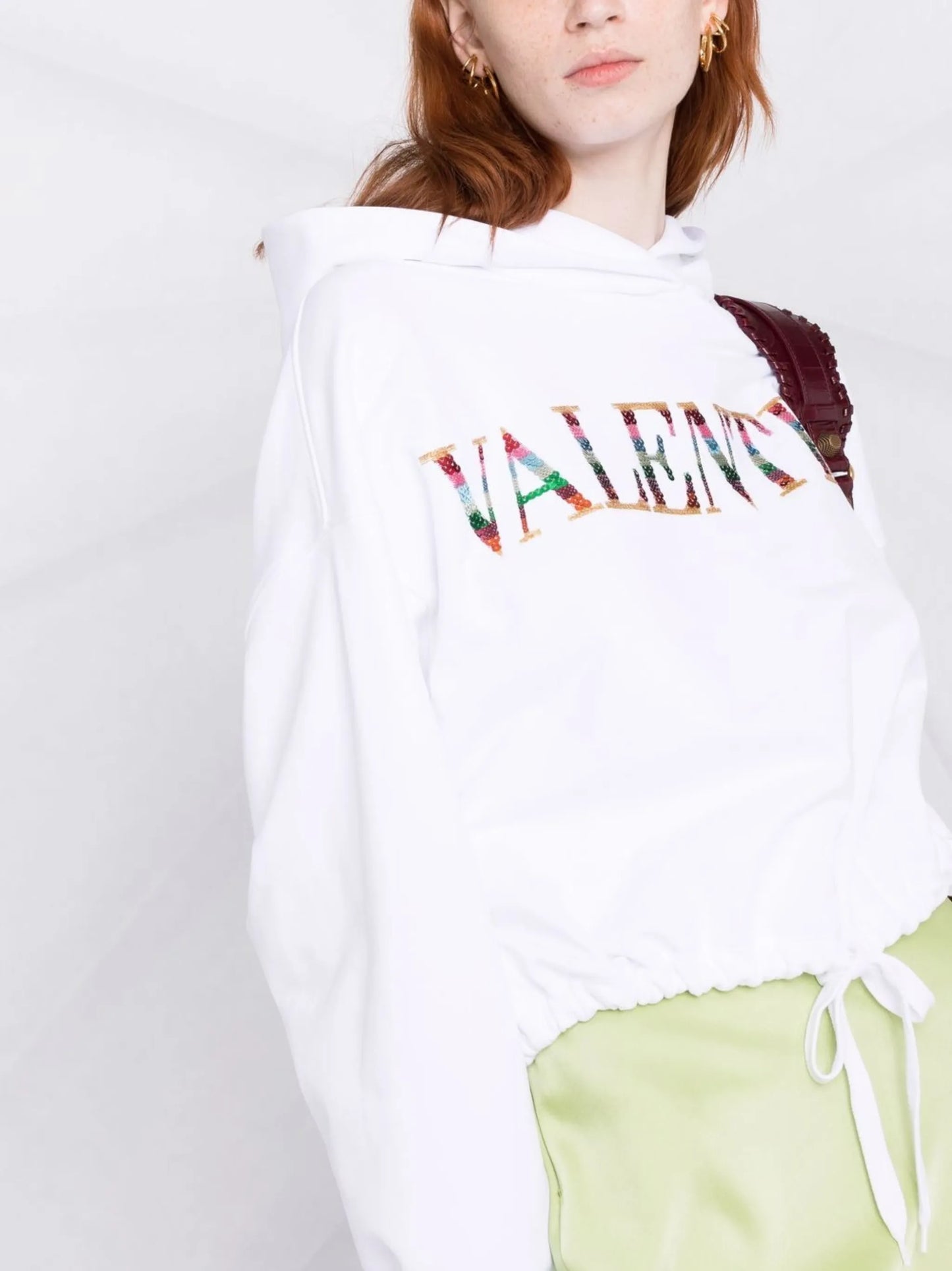 sequin-logo drawstring hoodie