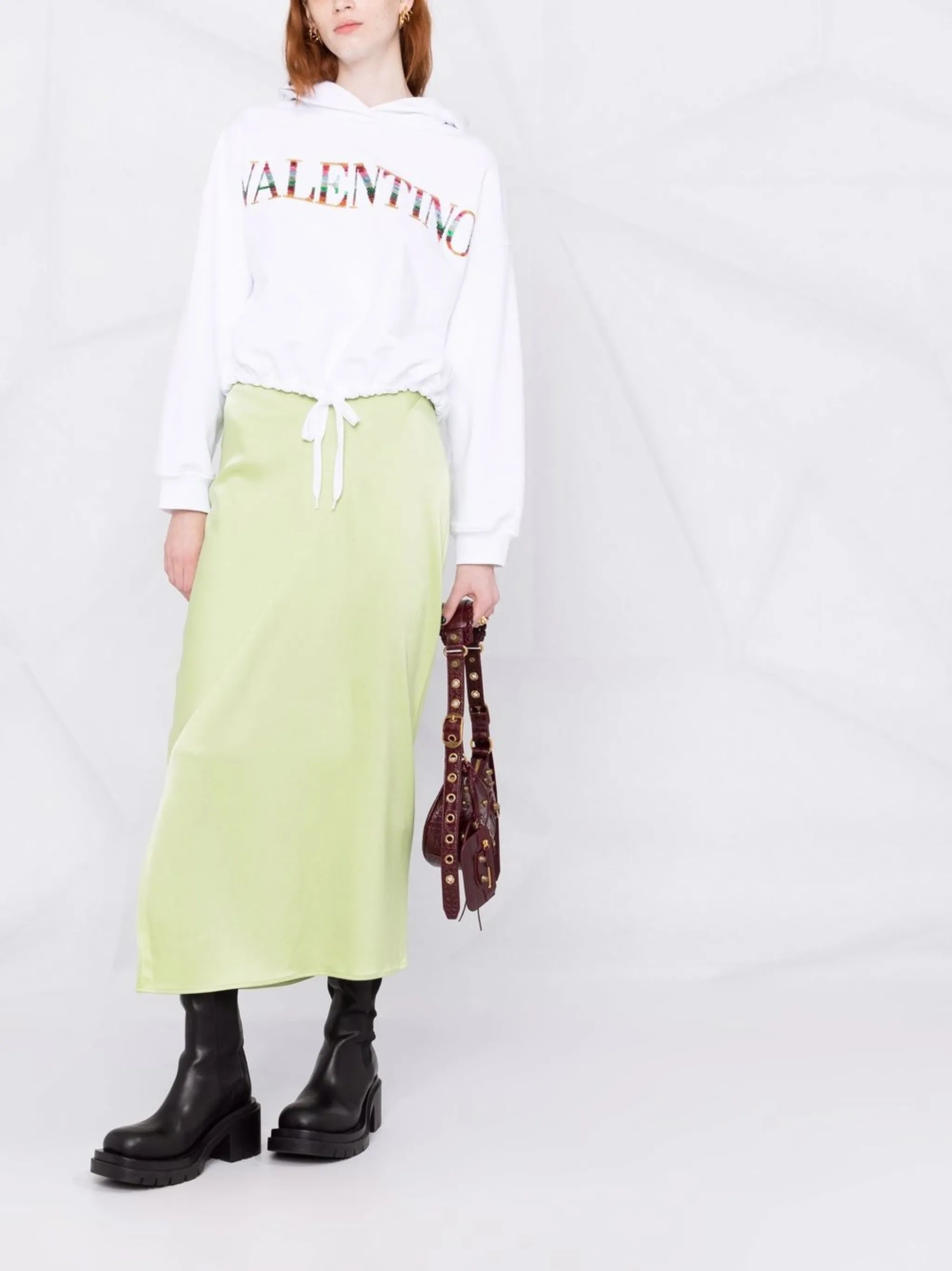 sequin-logo drawstring hoodie