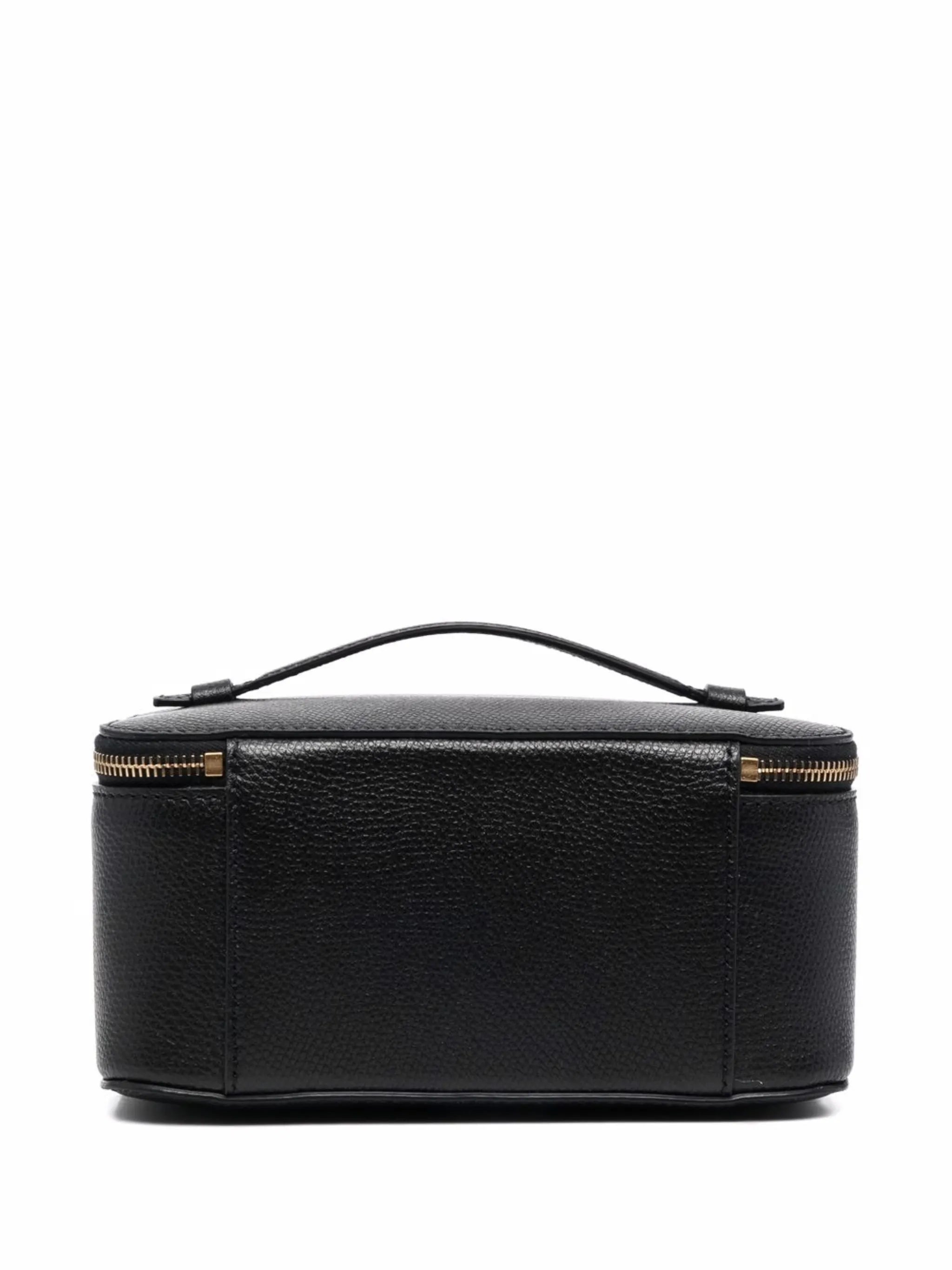 pebbled leather box make-up bag