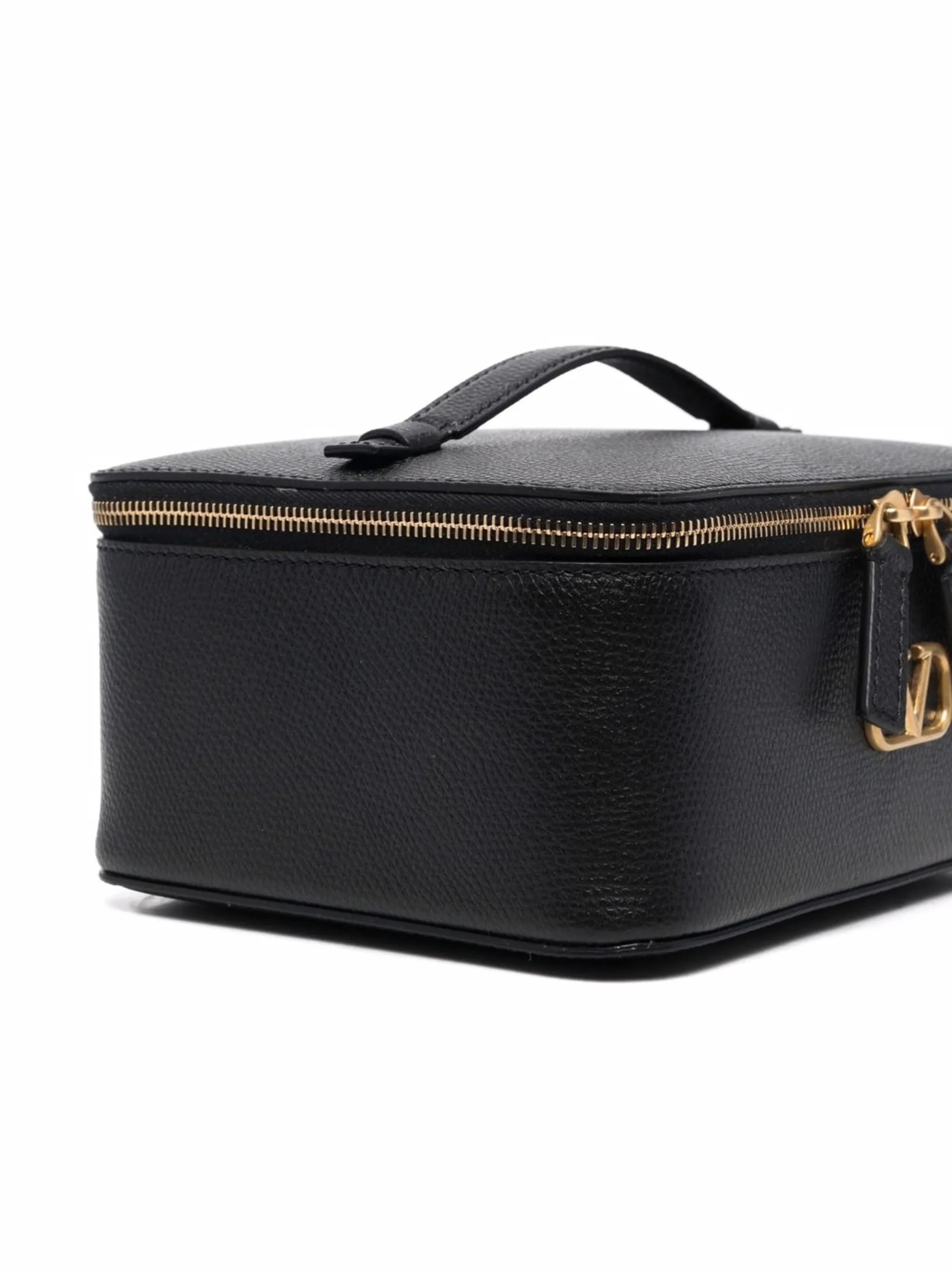 pebbled leather box make-up bag