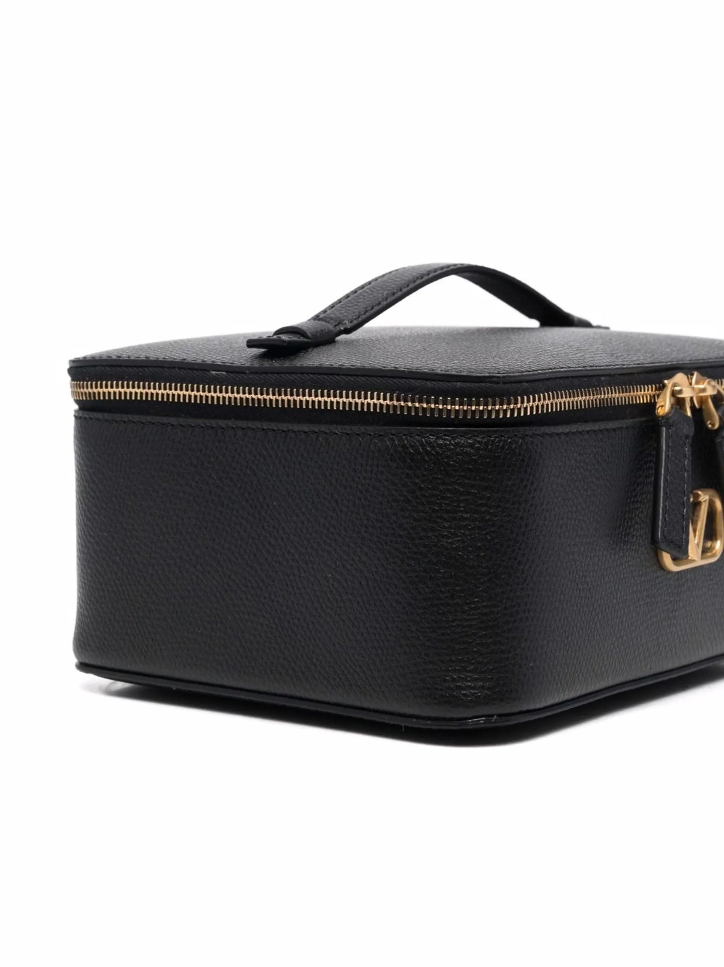 pebbled leather box make-up bag