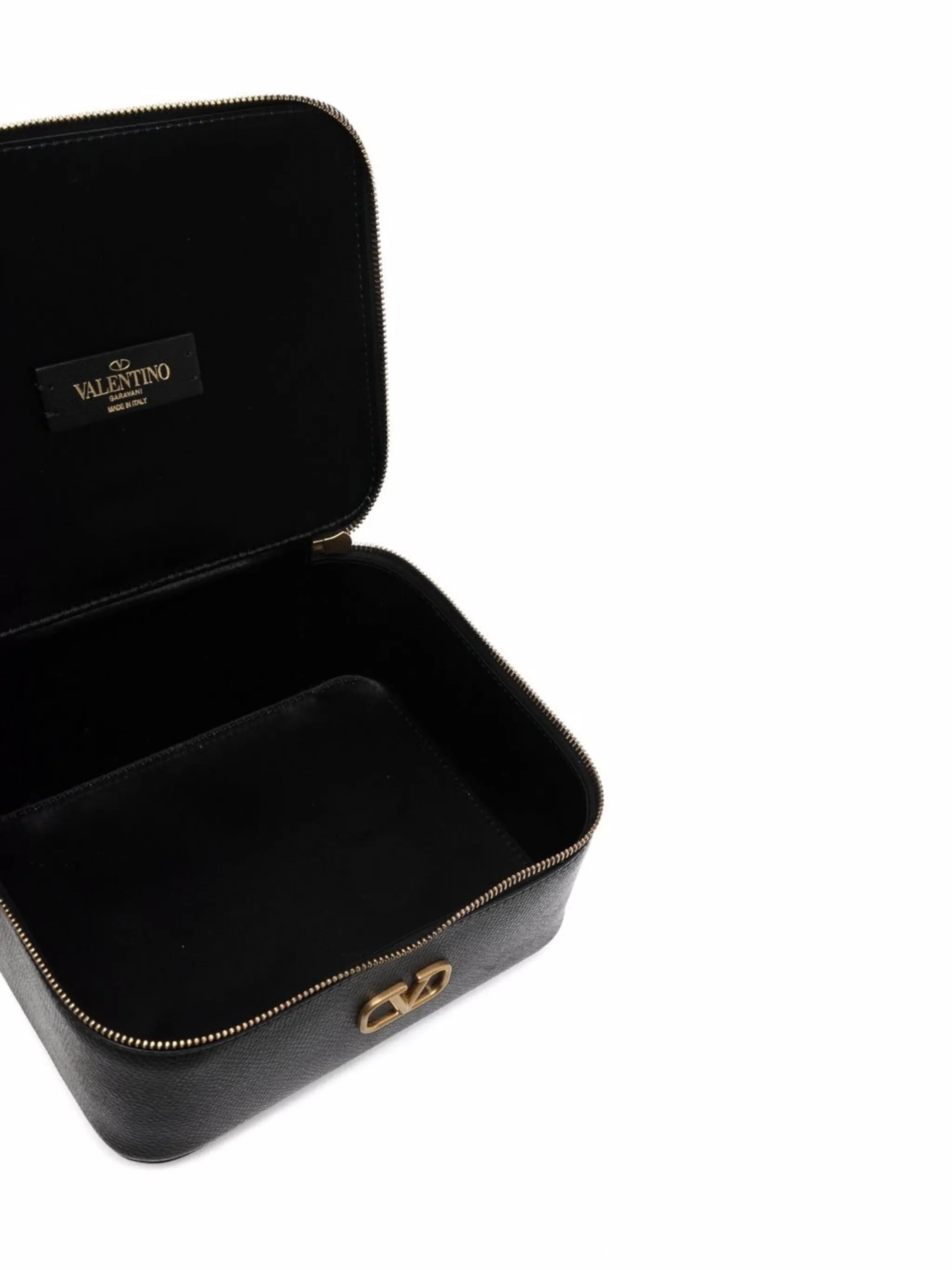 pebbled leather box make-up bag
