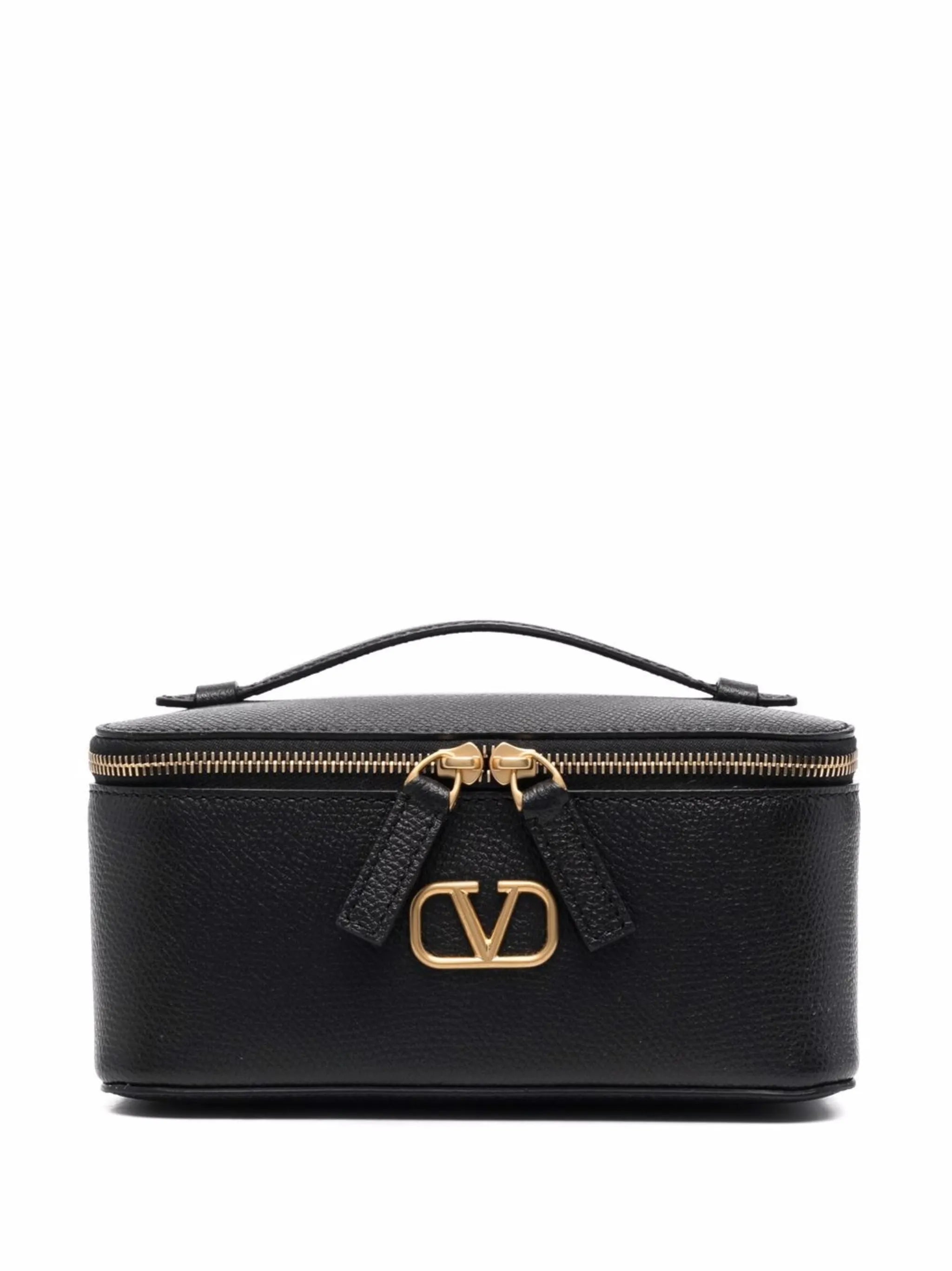 pebbled leather box make-up bag