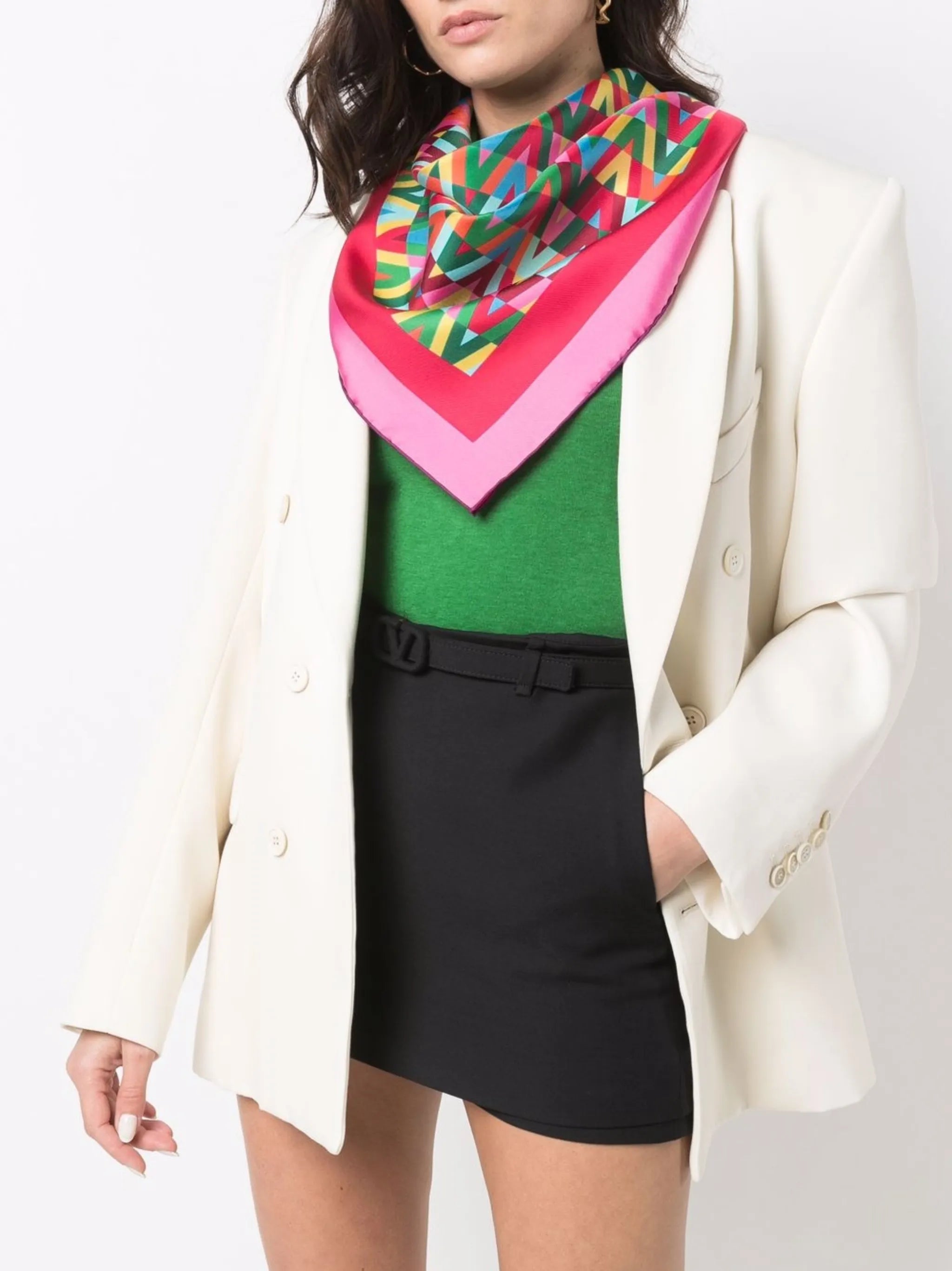 Optical logo-print scarf