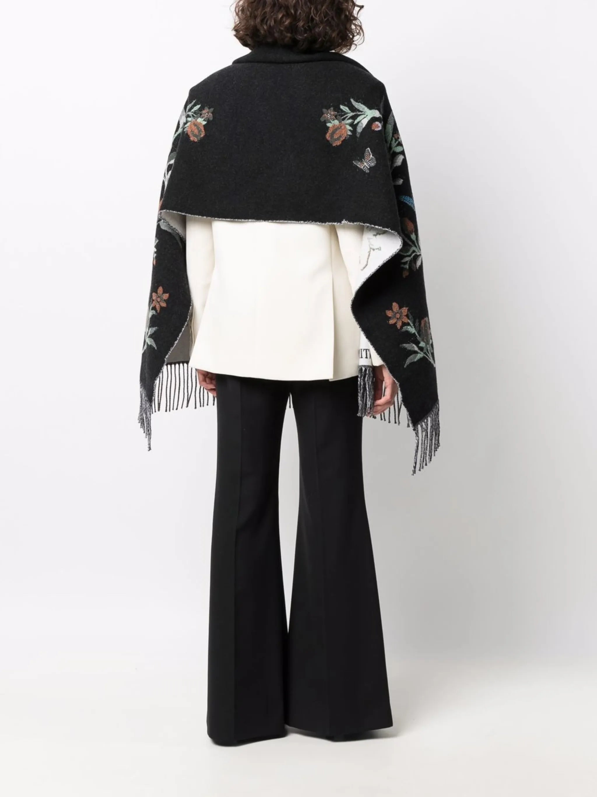 floral-embroidery fringed scarf