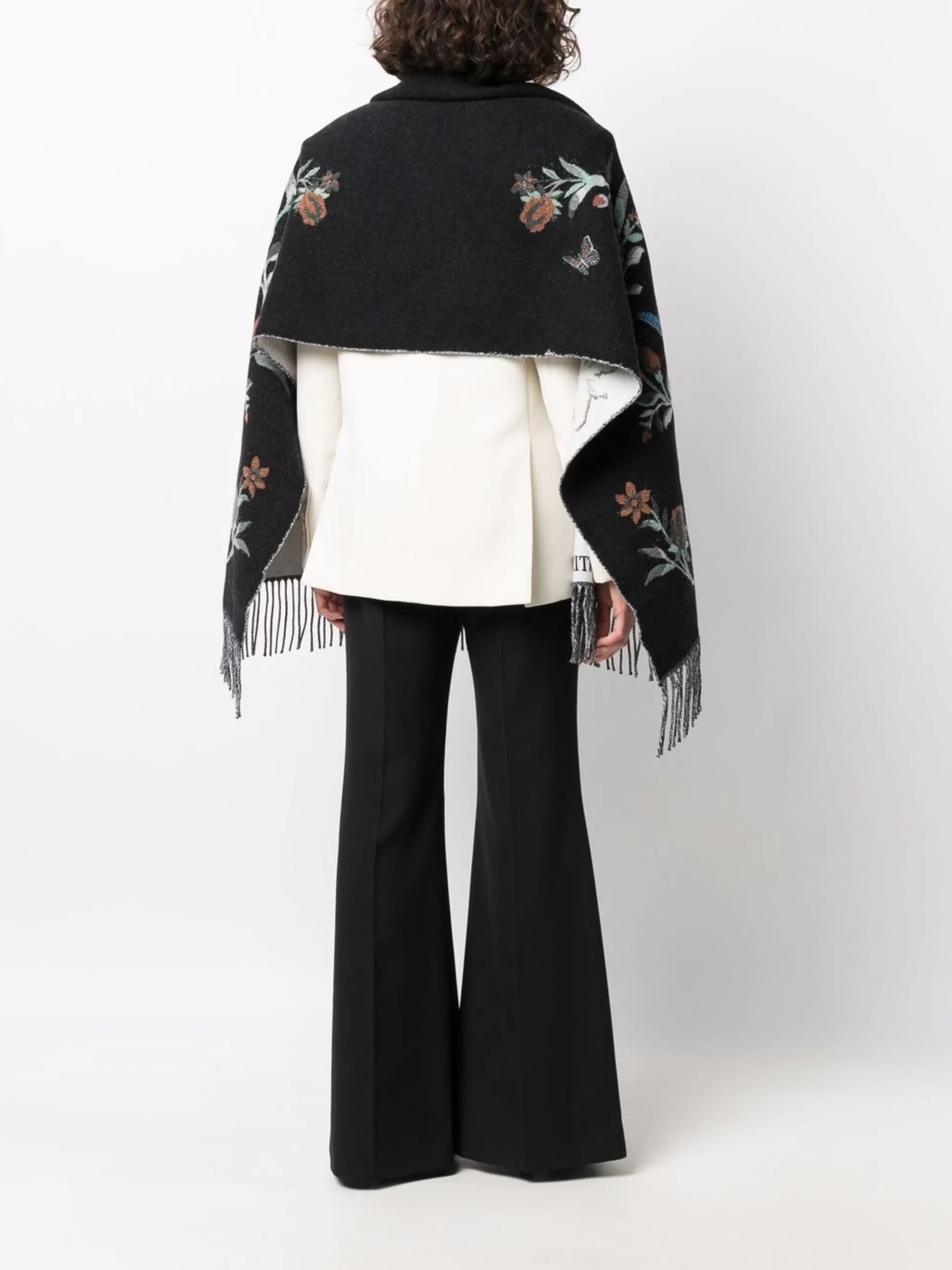 floral-embroidery fringed scarf