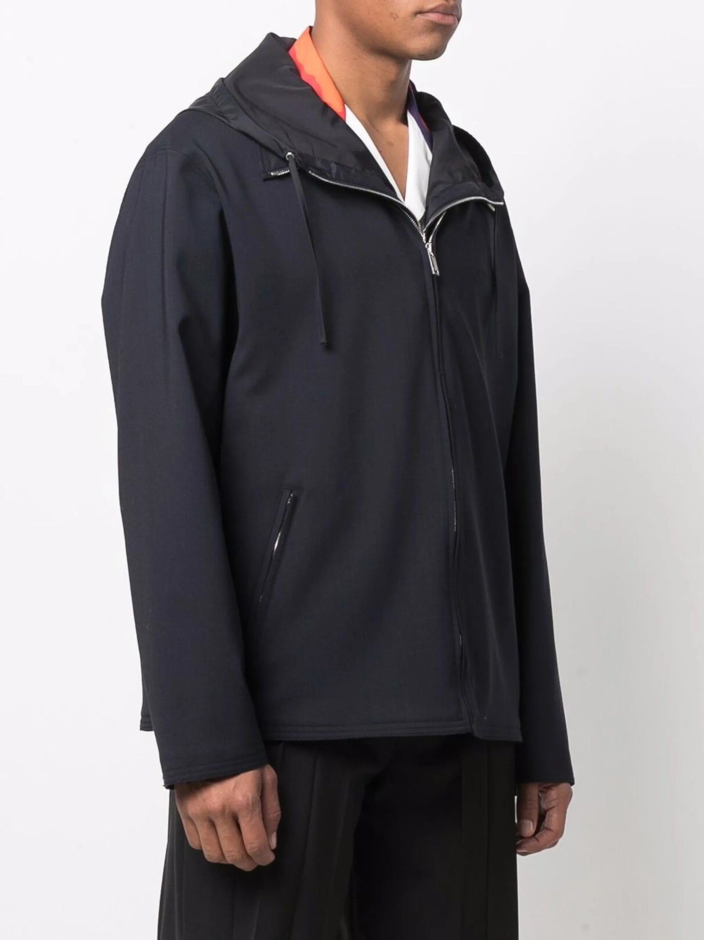 zip-up hooded jacket