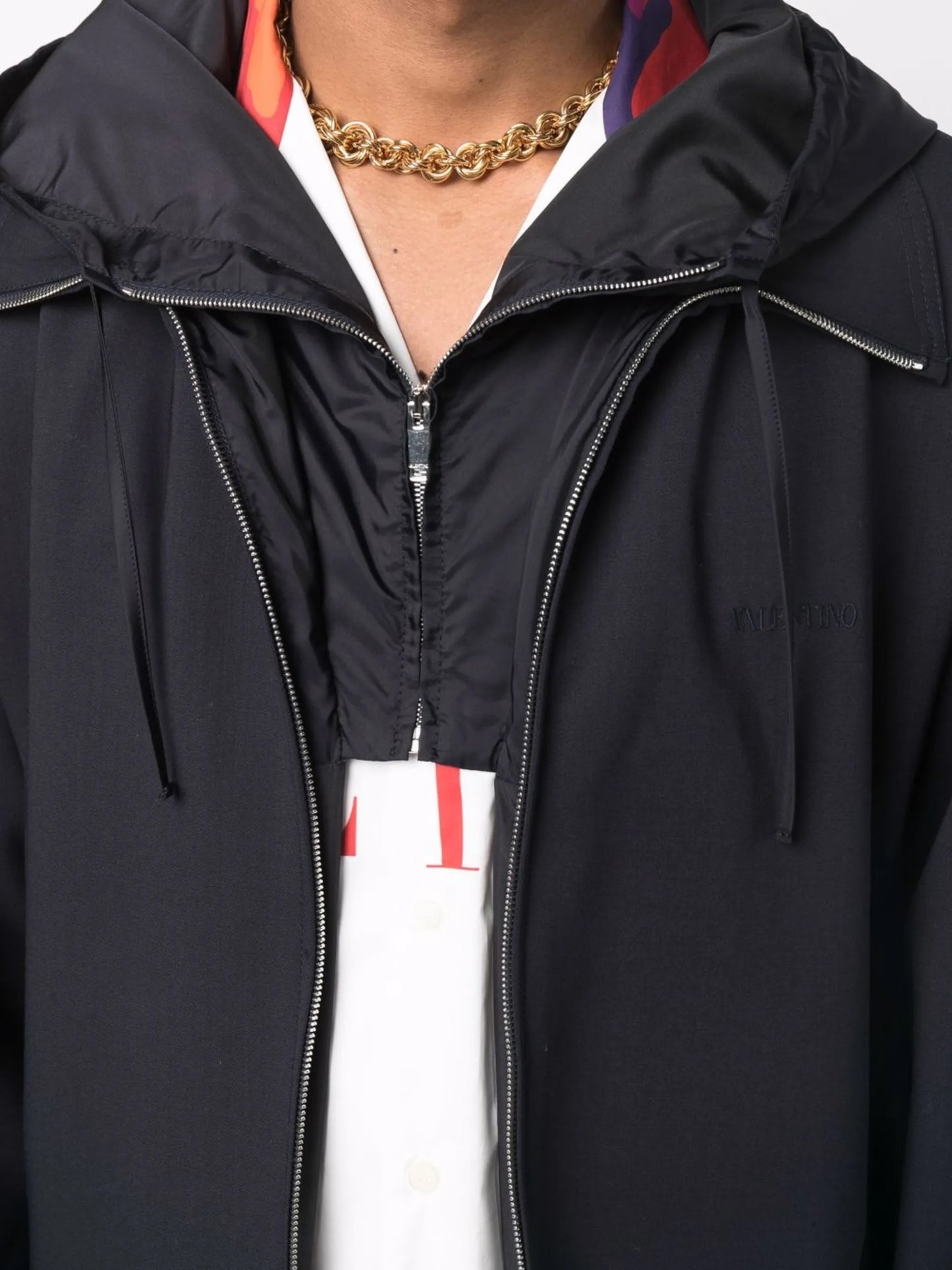 zip-up hooded jacket