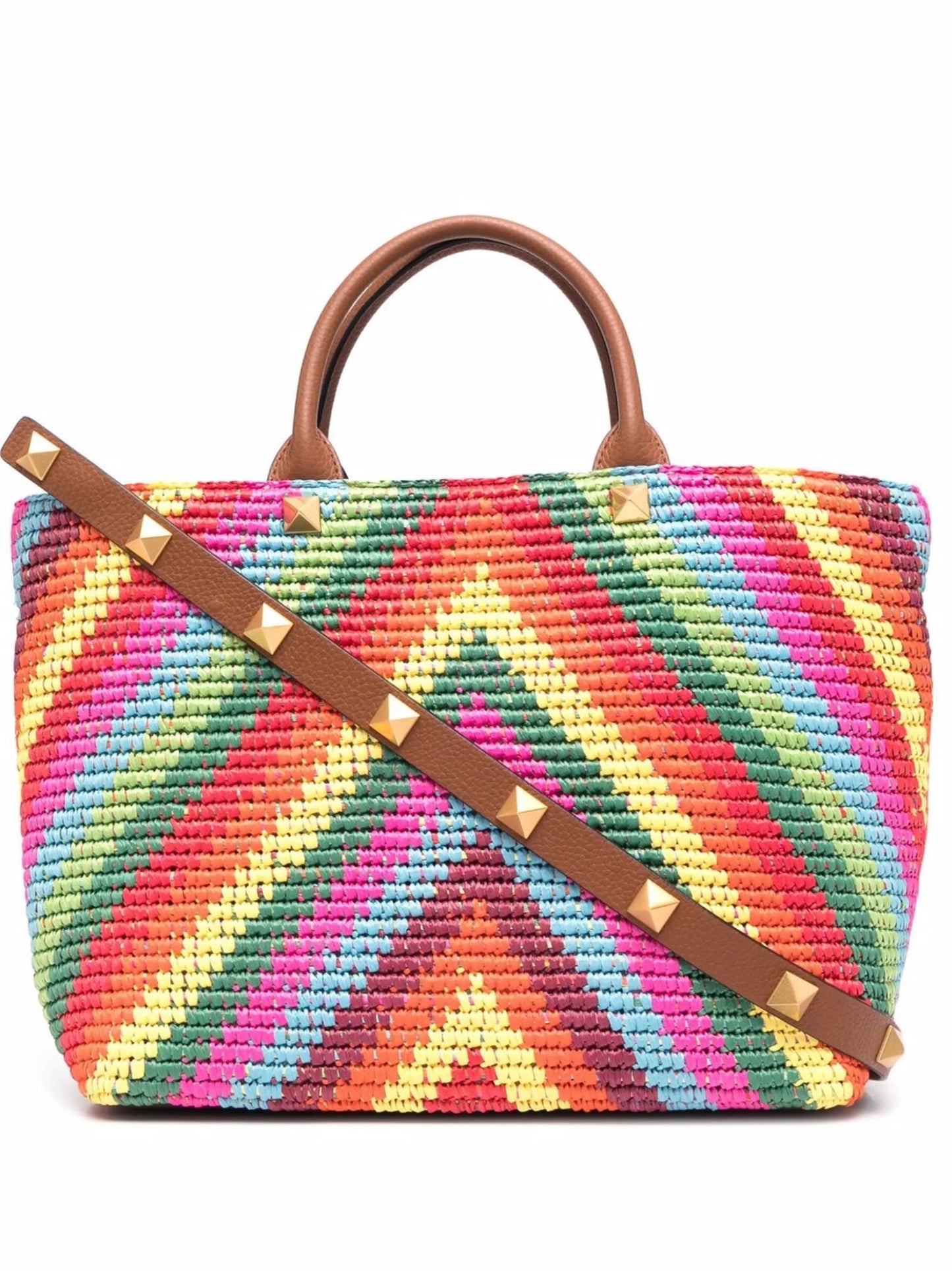 Optical logo woven tote bag