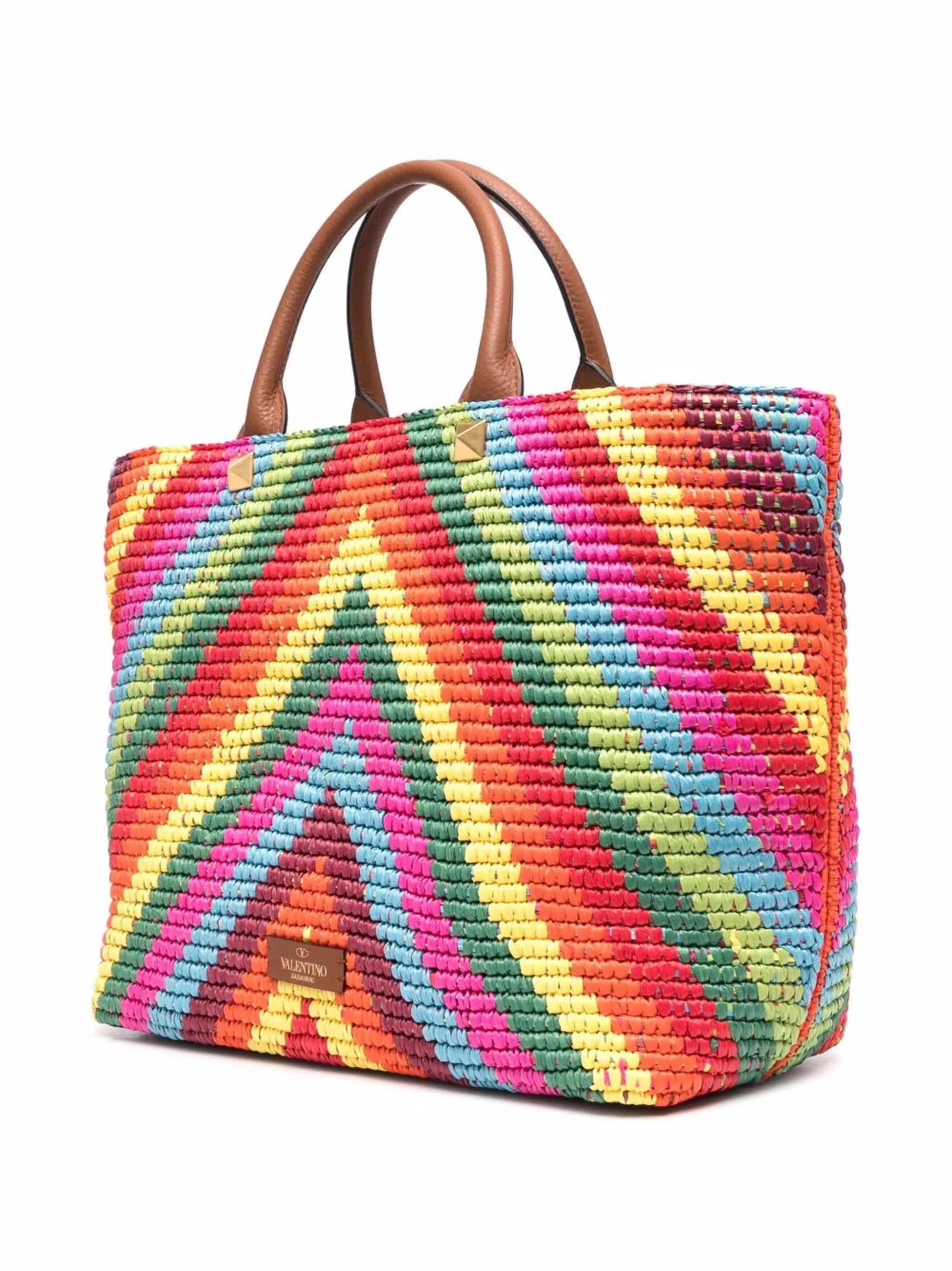 Optical logo woven tote bag