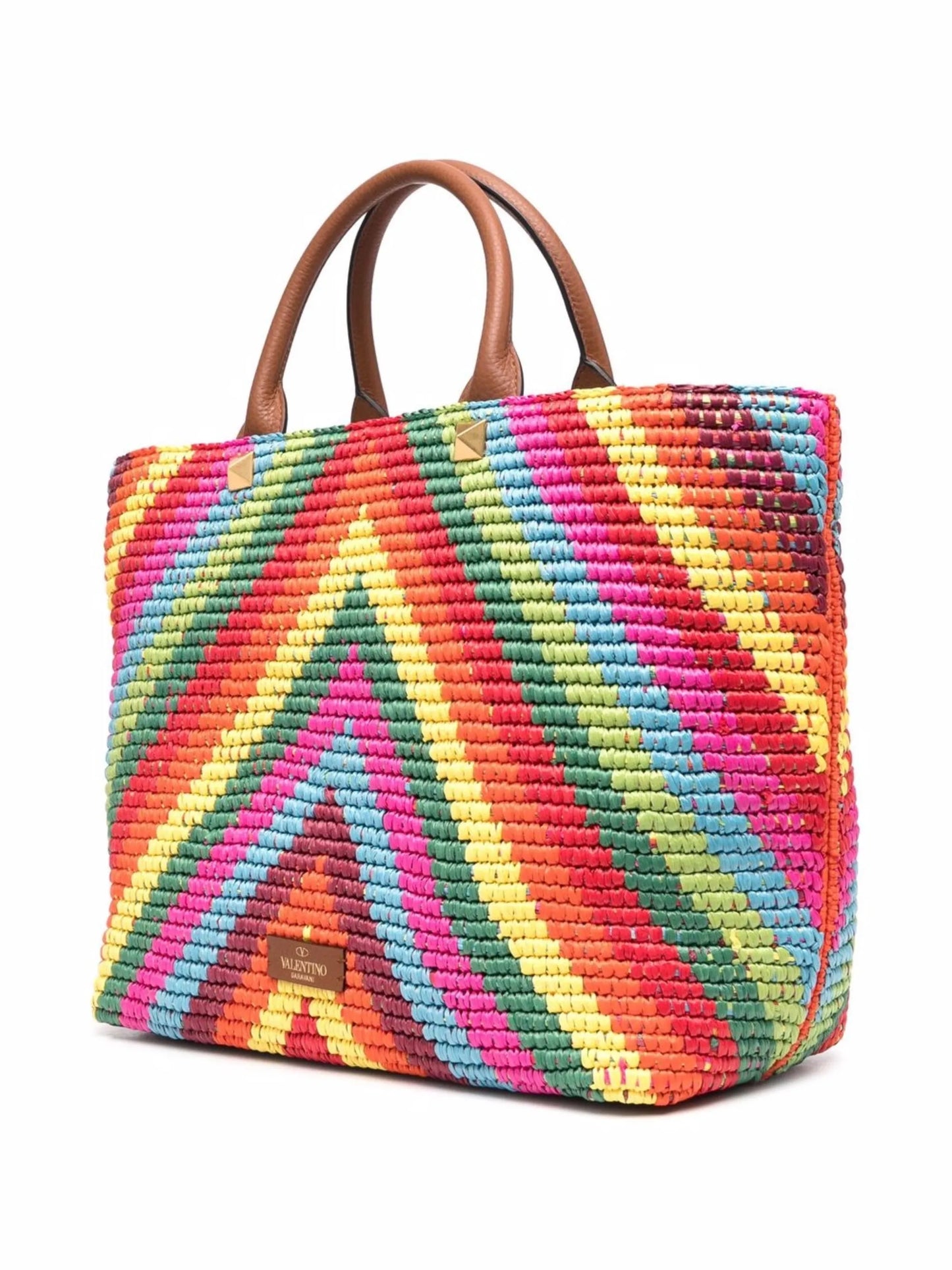 Optical logo woven tote bag
