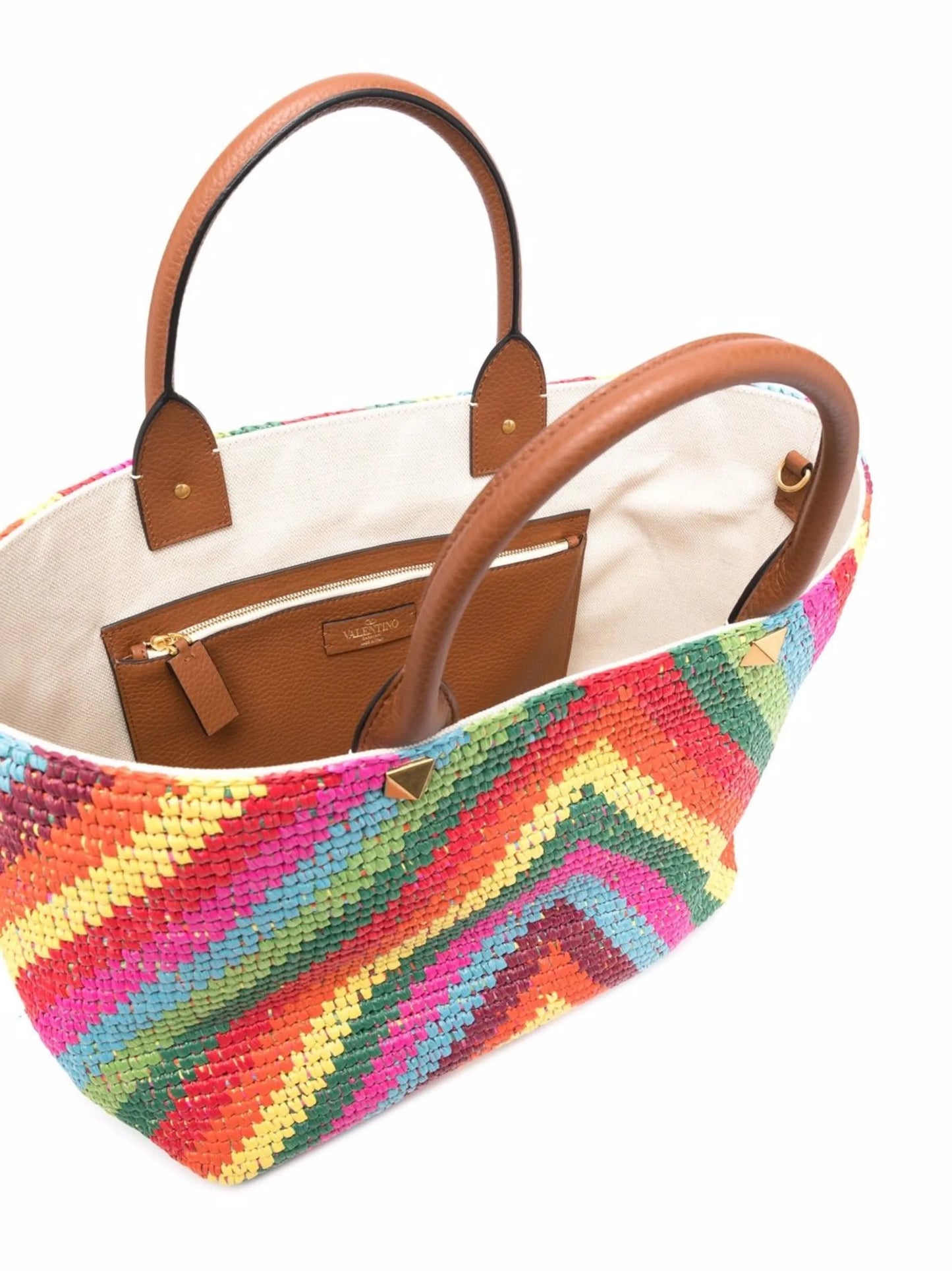 Optical logo woven tote bag