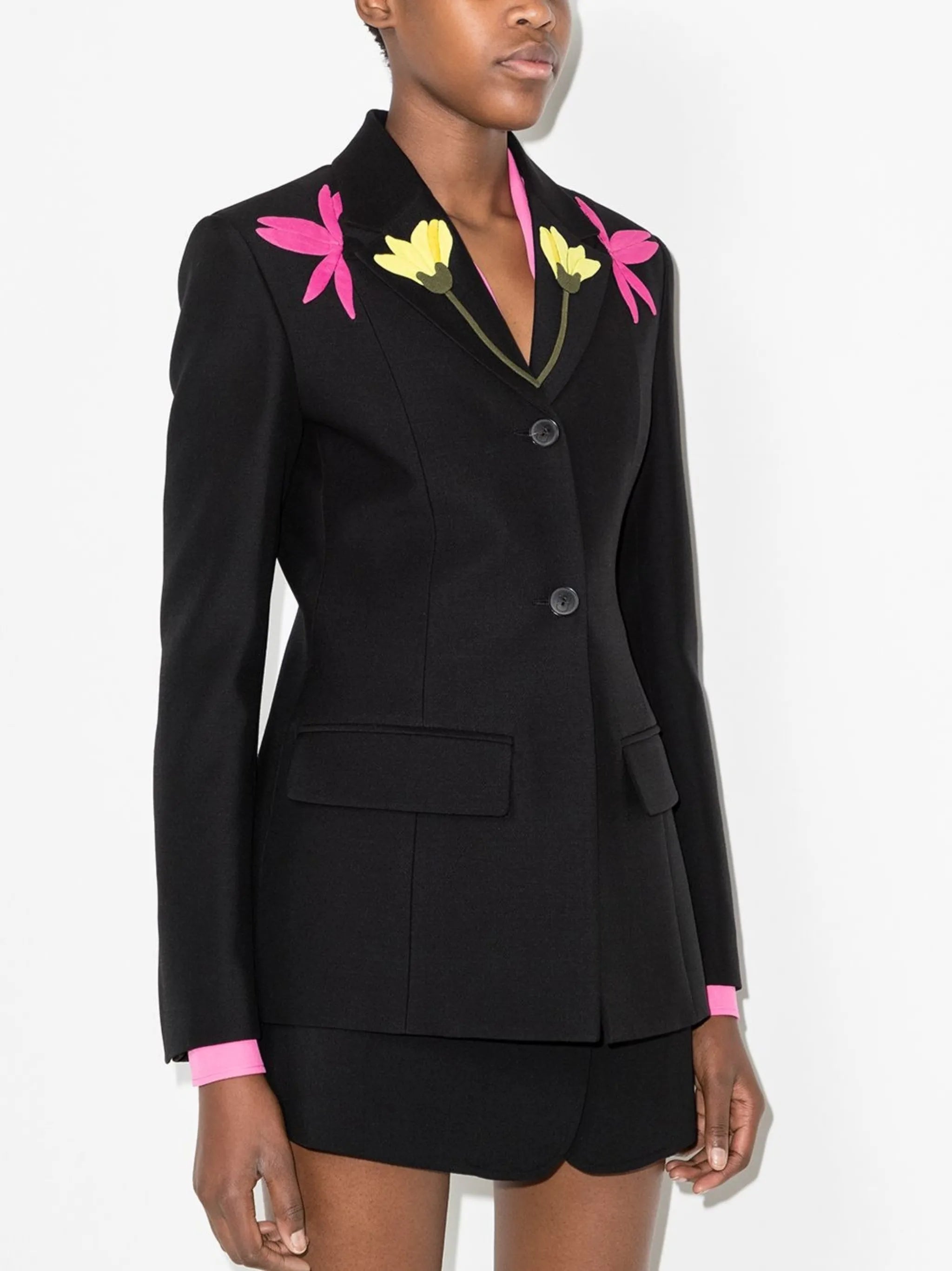 floral-embroidered blazer