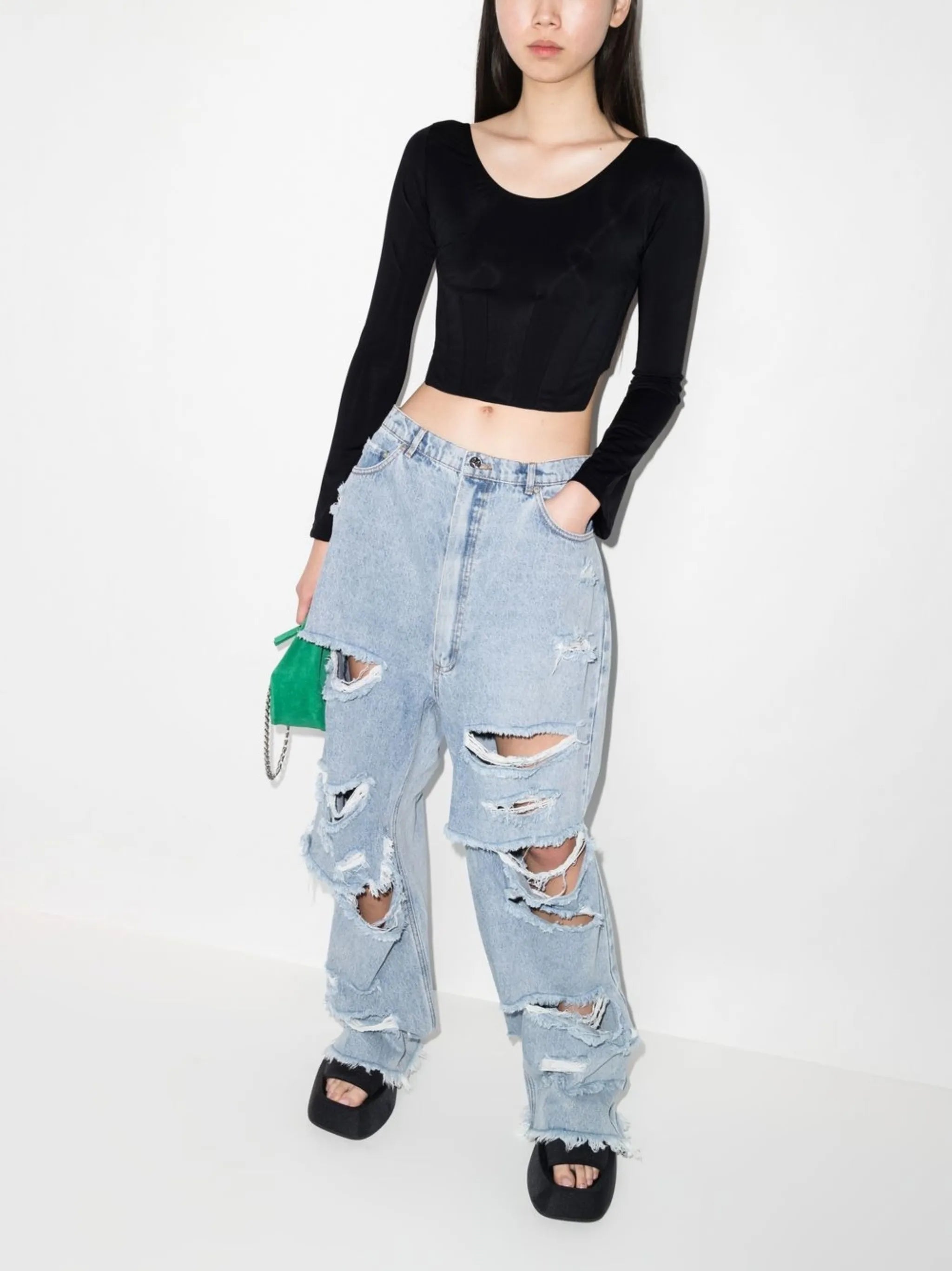 zip-up corset crop top