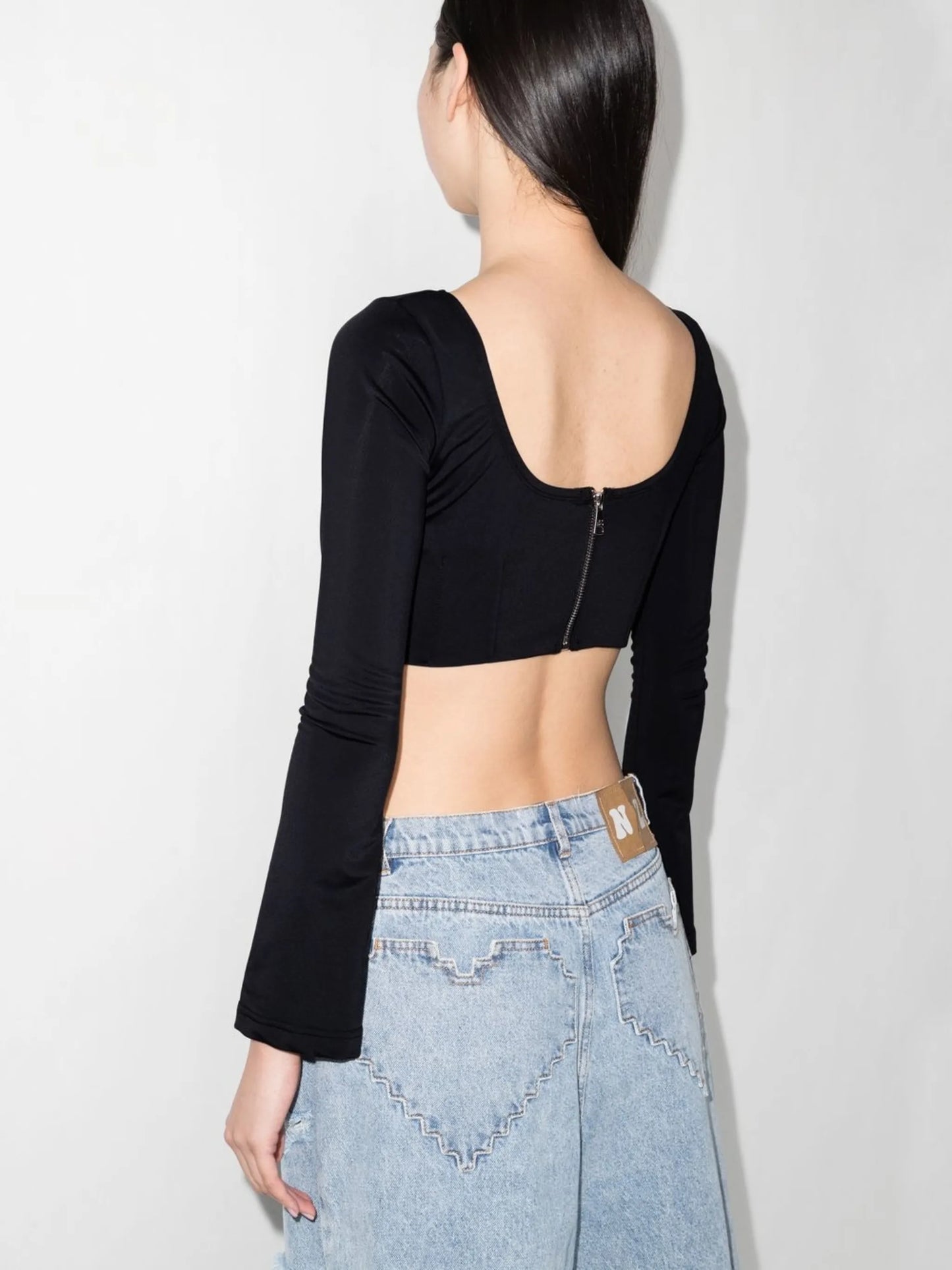 zip-up corset crop top